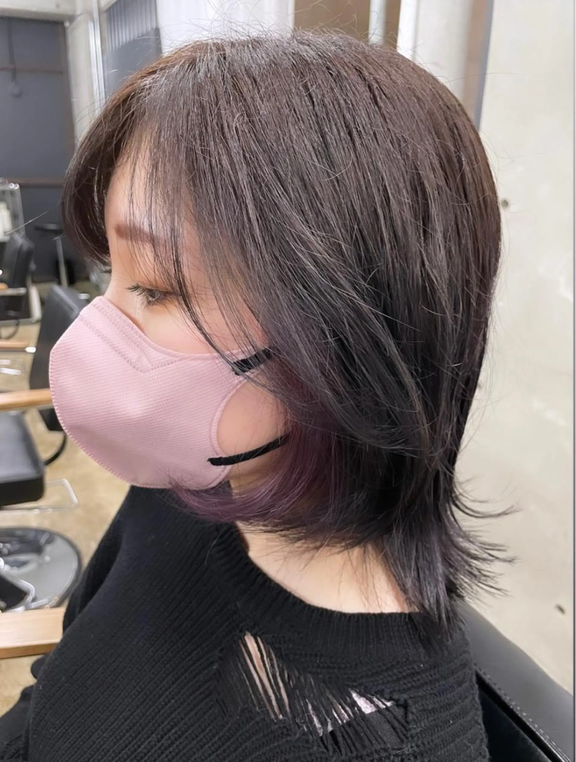 ミディアム カラー ブリーチ ピンクカラー バイオレットカラー ヘアカラー レイヤー/透明感 カラー ☽EMIRIのヘアスタイル