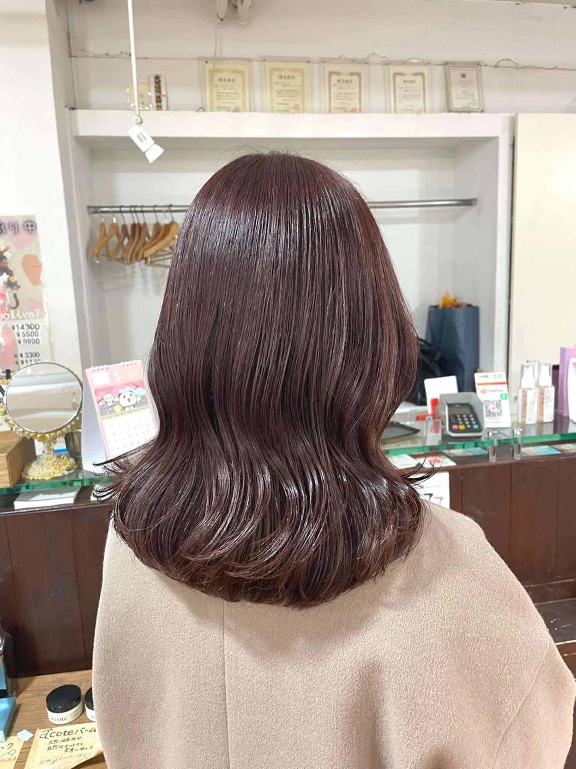 セミロング カラー ピンクカラー ピンクパープル パープルカラー 🦋透明感 艶カラー Rie🦋のヘアスタイル