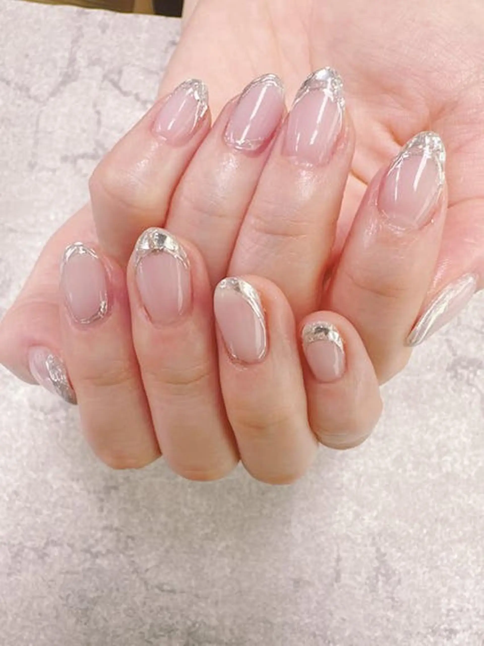 ネイル アートネイル イースター フレンチネイル ジェルネイル ガラスフレンチ FASTNAIL PLUS 新宿店のネイルデザイン