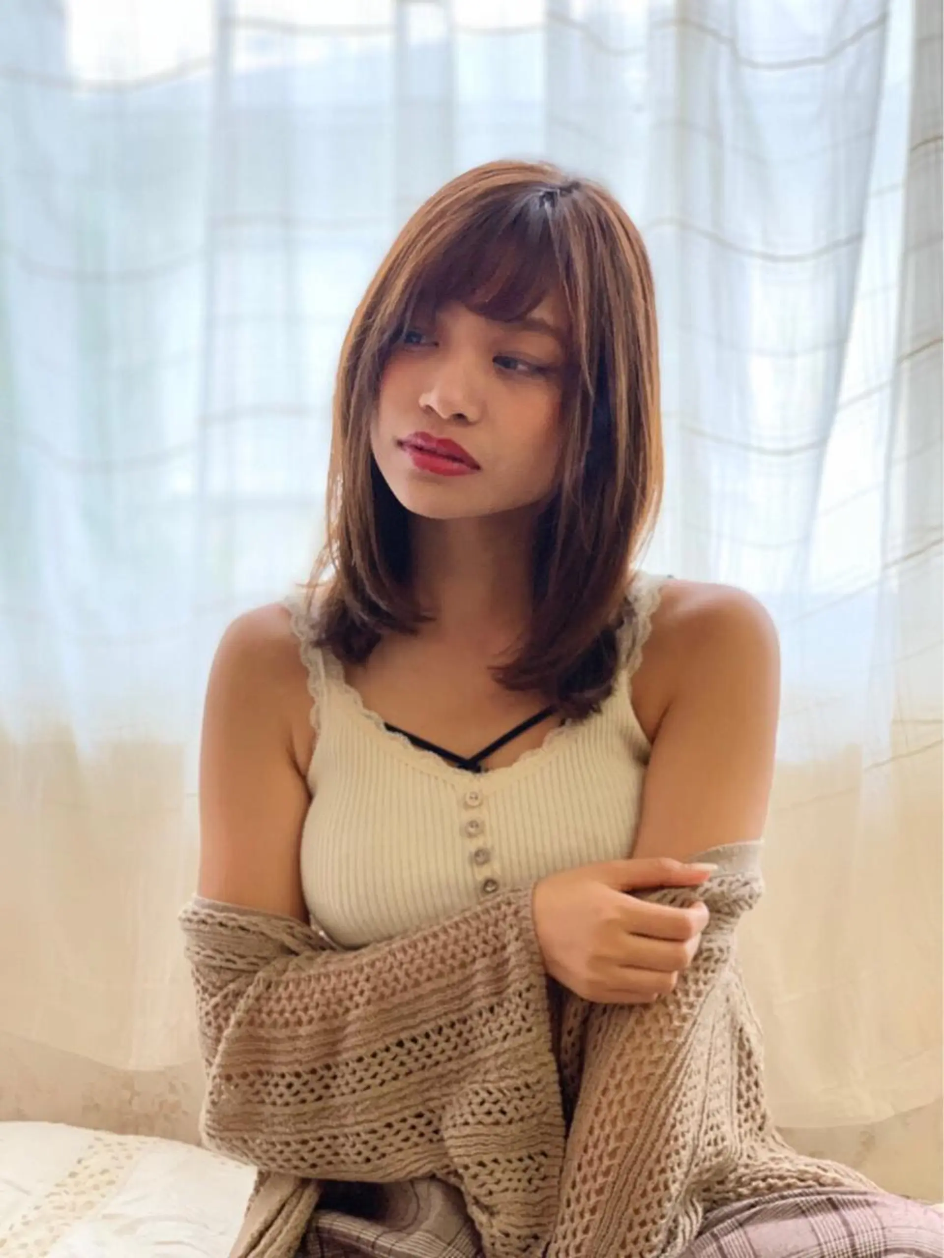 ミディアム カラー カット ヘアカラー トリートメント まなべ さくらのヘアスタイル