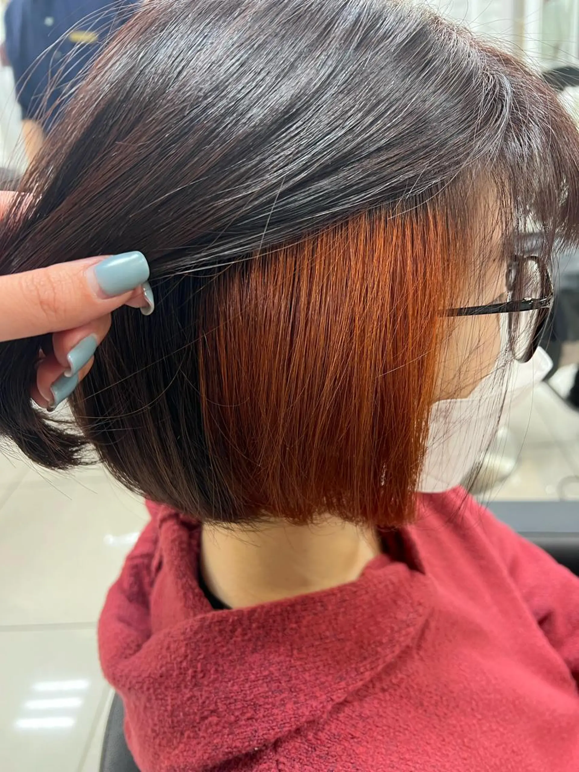 ミディアム カラー ブリーチ オレンジ ヘアカラー トリートメント 【暖色カラー特化】 中山由梨のヘアスタイル