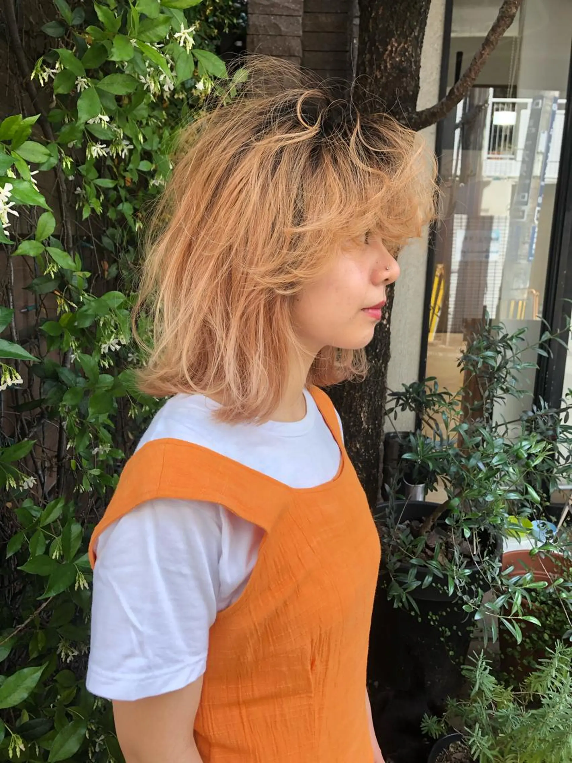 ミディアム カラー ベージュカラー Pia ツボイ ケイタのヘアスタイル