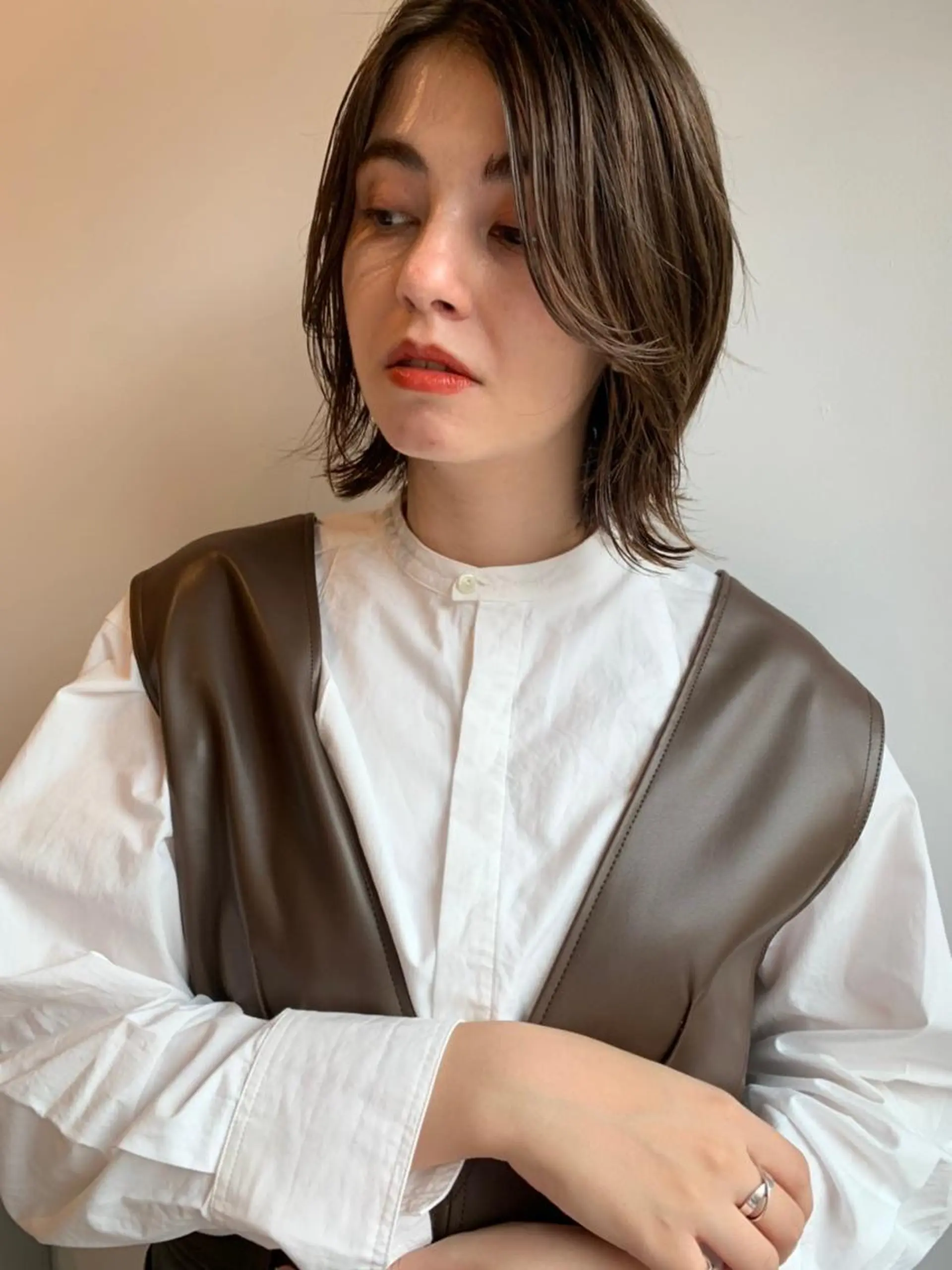 ミディアム パーマ カラー ミディアムパーマ ダブルカラー グラデーションカラー ハイライトカラー イルミナカラー CEINE PATHのヘアスタイル