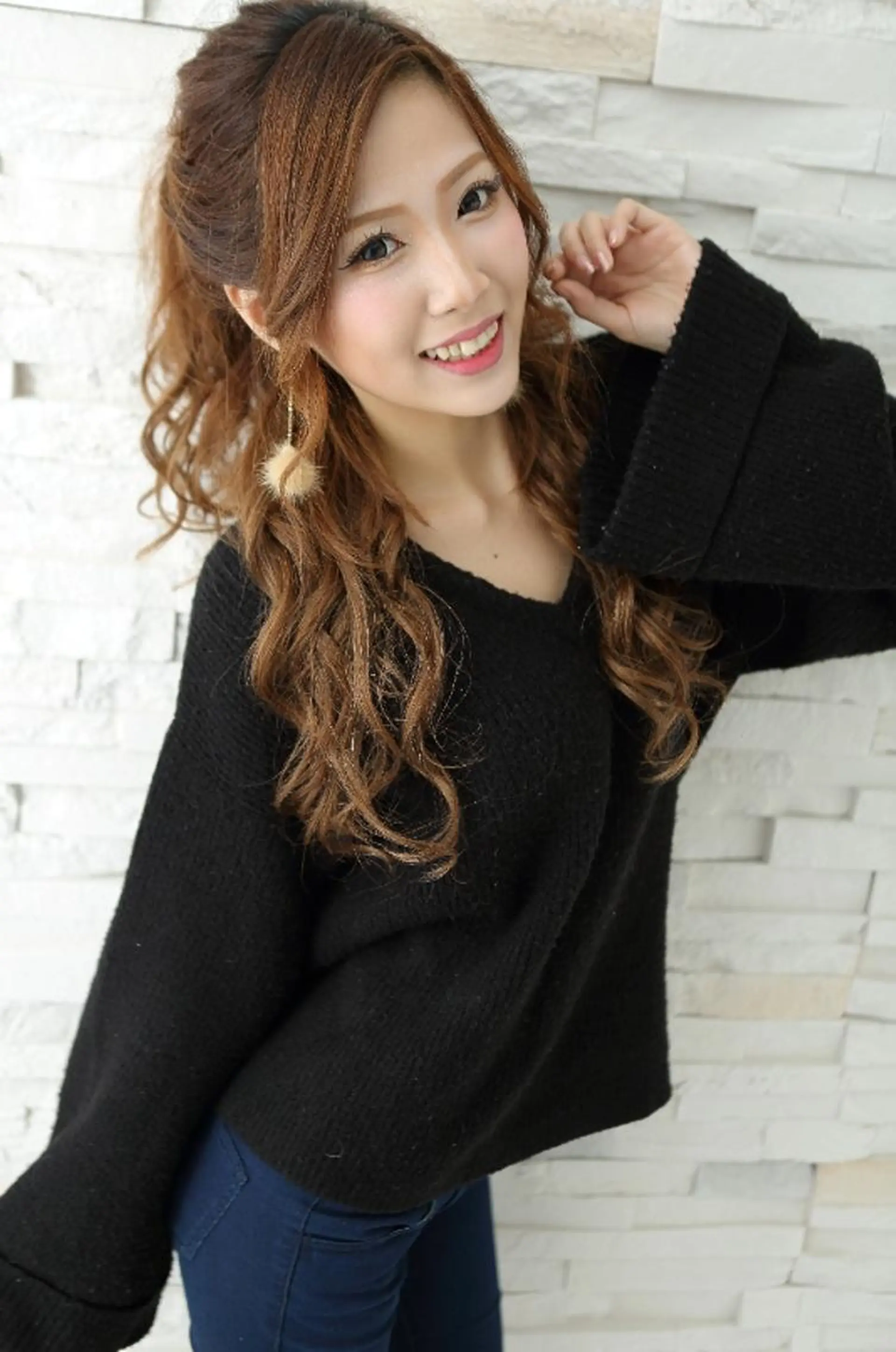 ロング カラー パーマ 大阪レミーエクステ チビ編み込みのヘアスタイル