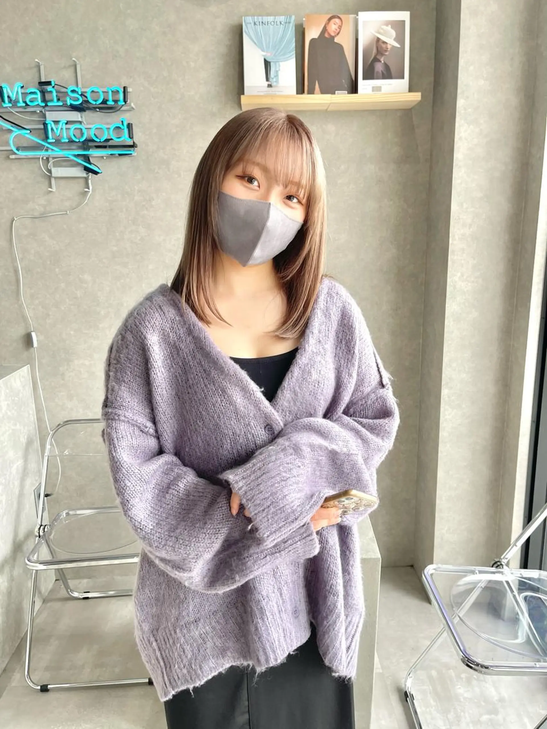 ミディアム カラー カット ヘアカラー トリートメント 一ノ瀬 暁のヘアスタイル