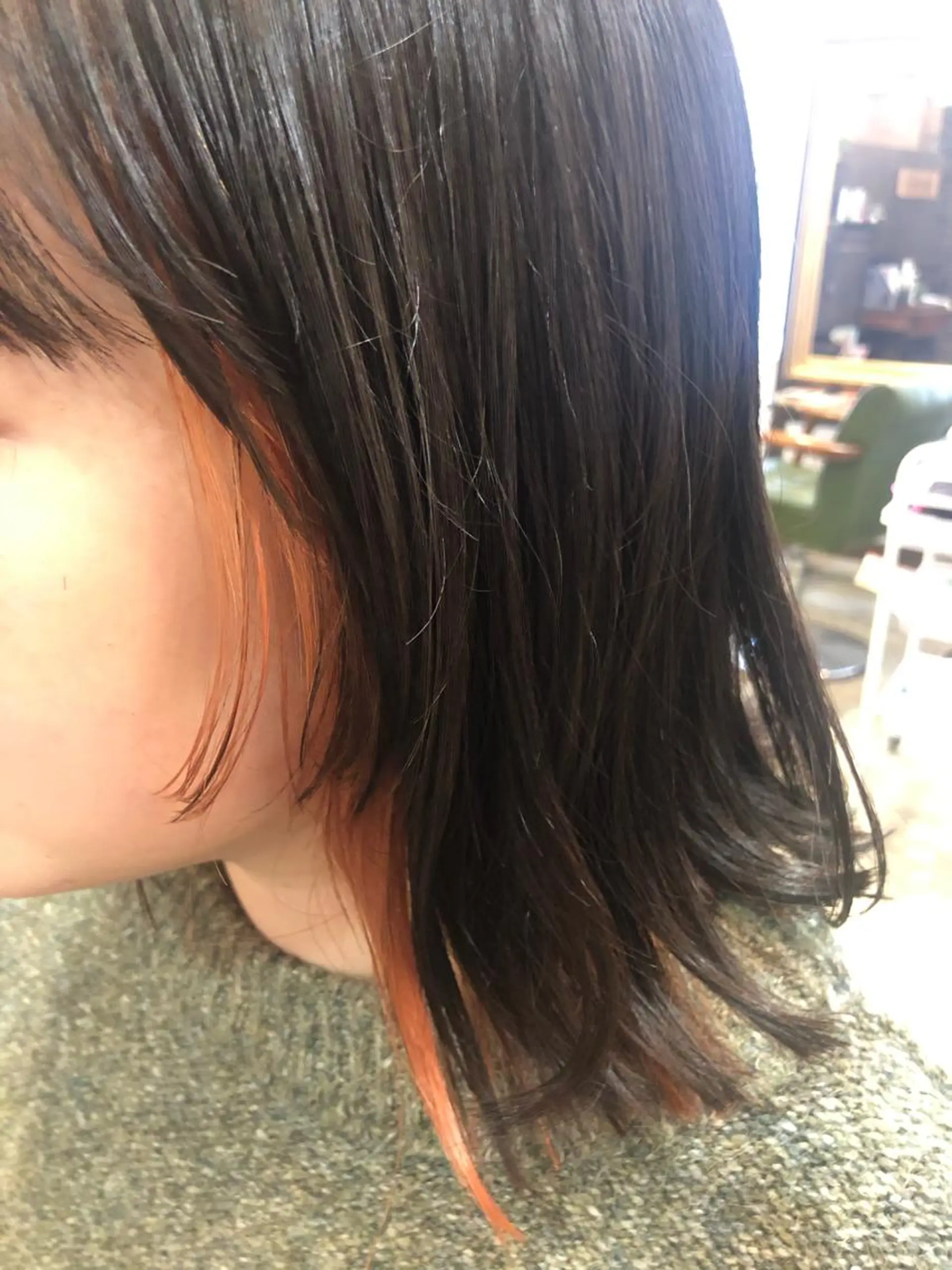 ミディアム カラー インナーカラー オレンジ 高澤 まなみのヘアスタイル