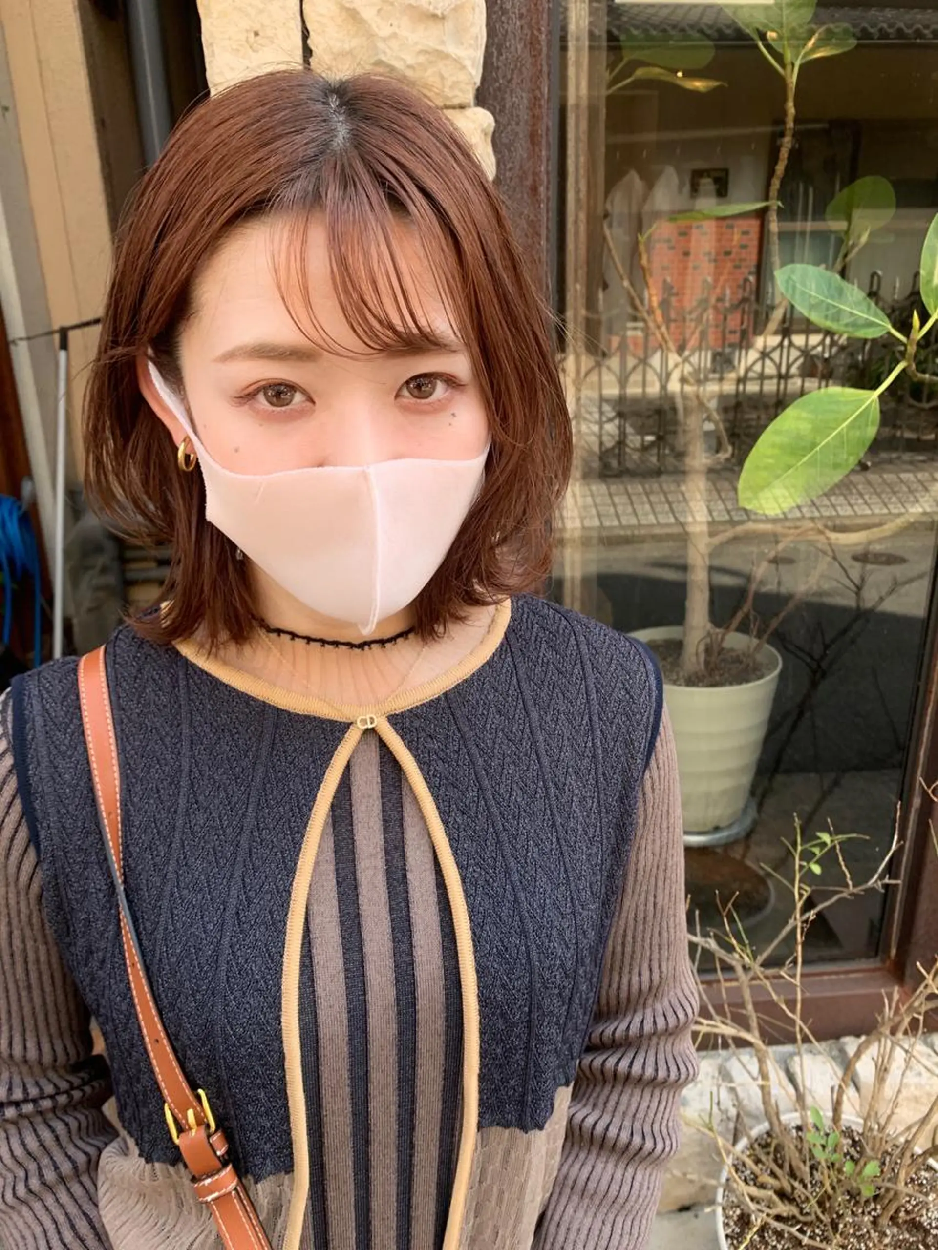 ミディアム カラー パーマ ボブ くびれヘア レイヤーカット カット ヘアカラー トリートメント Libre 西野圭一のヘアスタイル