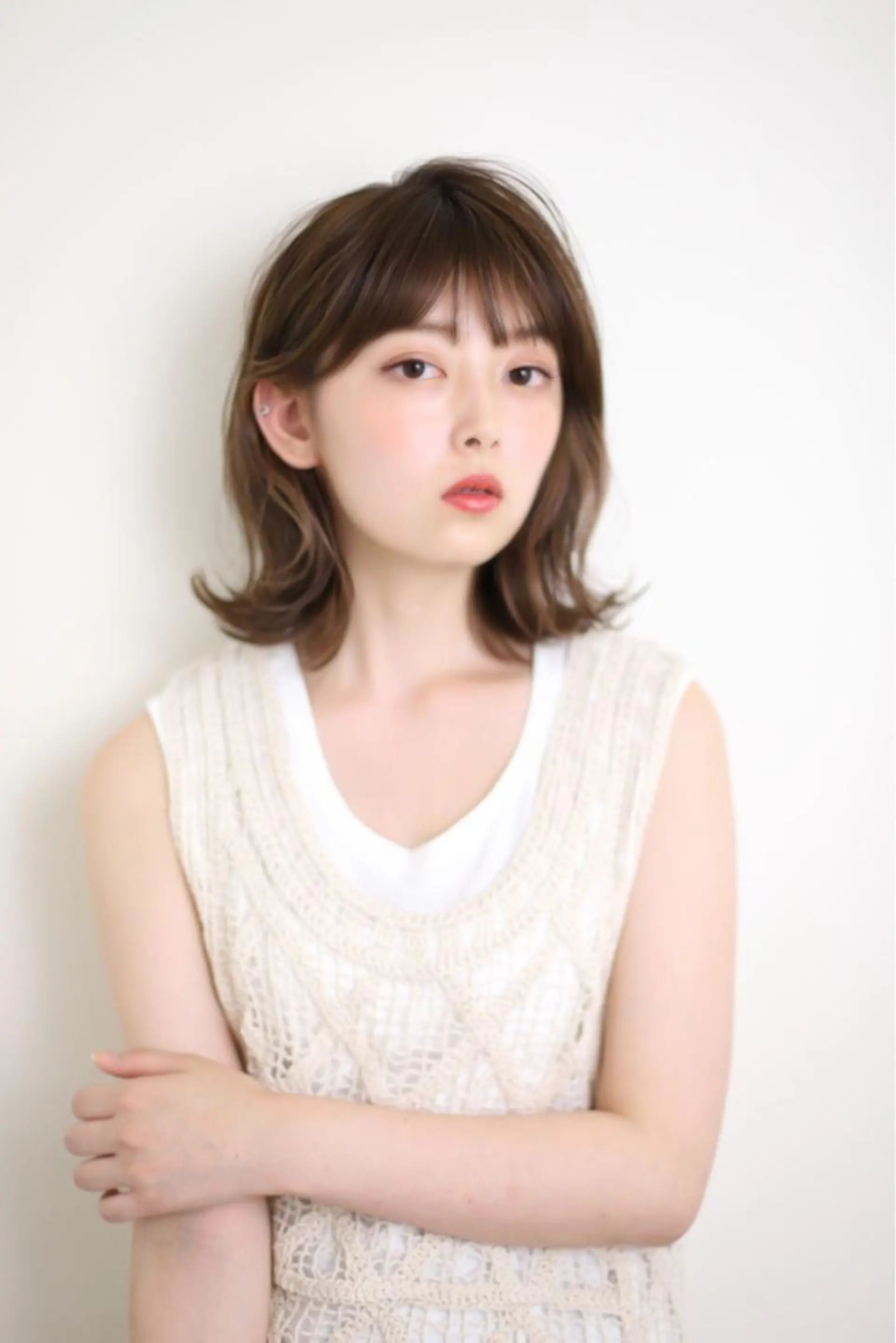 ミディアム カラー パーマ 小顔ボブ&レイヤー 特化🤎RISAのヘアスタイル