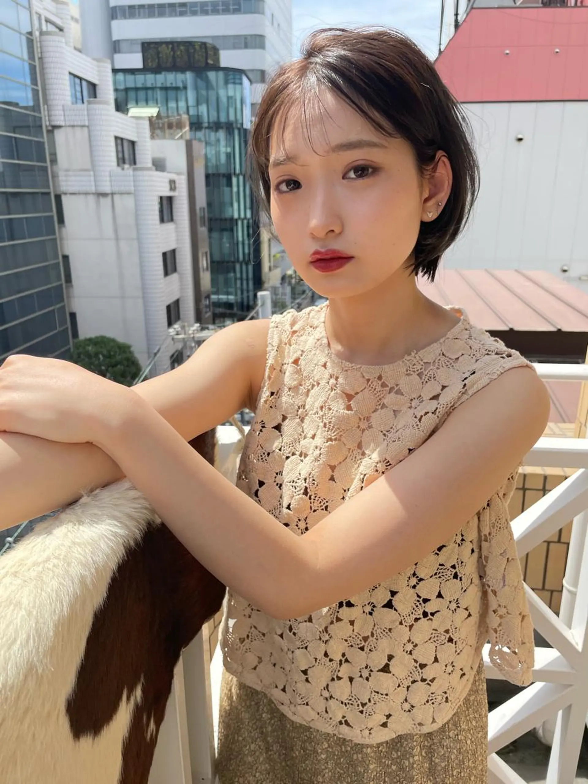 ショート カラー ショートボブ ベージュカラー ボルドーカラー グラデーションカラー イルミナカラー ショート/ボブ/ 心斎橋/宮脇美奈のヘアスタイル