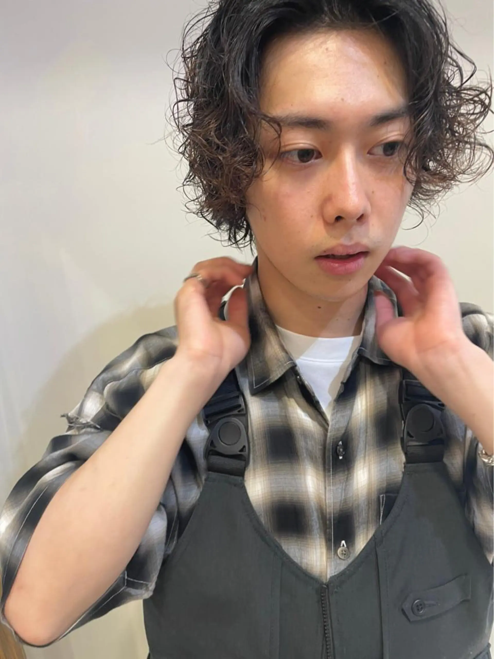 カラー パーマ メンズ センターパート メンズパーマ カット パーマ 中目黒🌼 🌼ハナのヘアスタイル