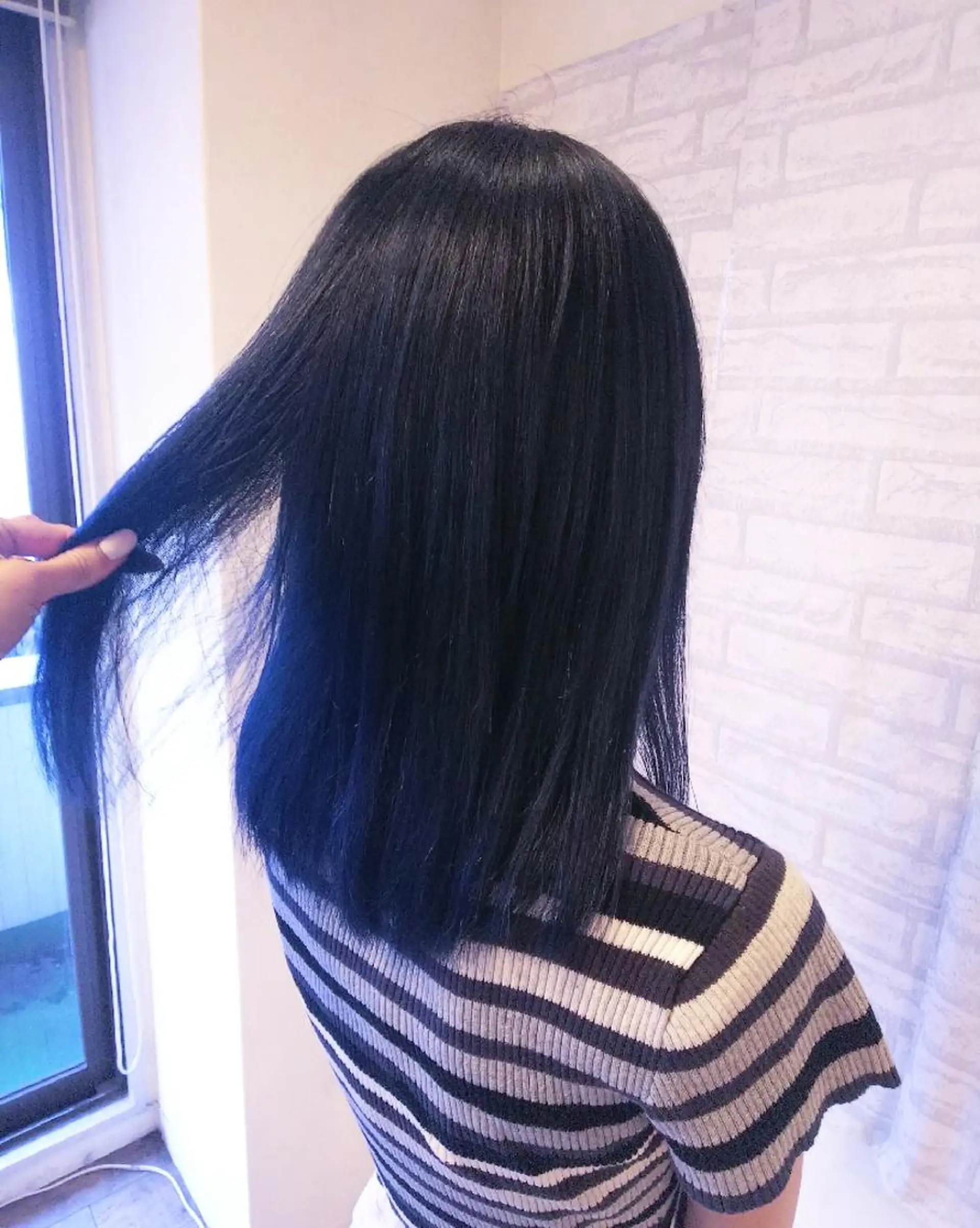 ロング カラー ブルーカラー ネイビーカラー RU RIのヘアスタイル