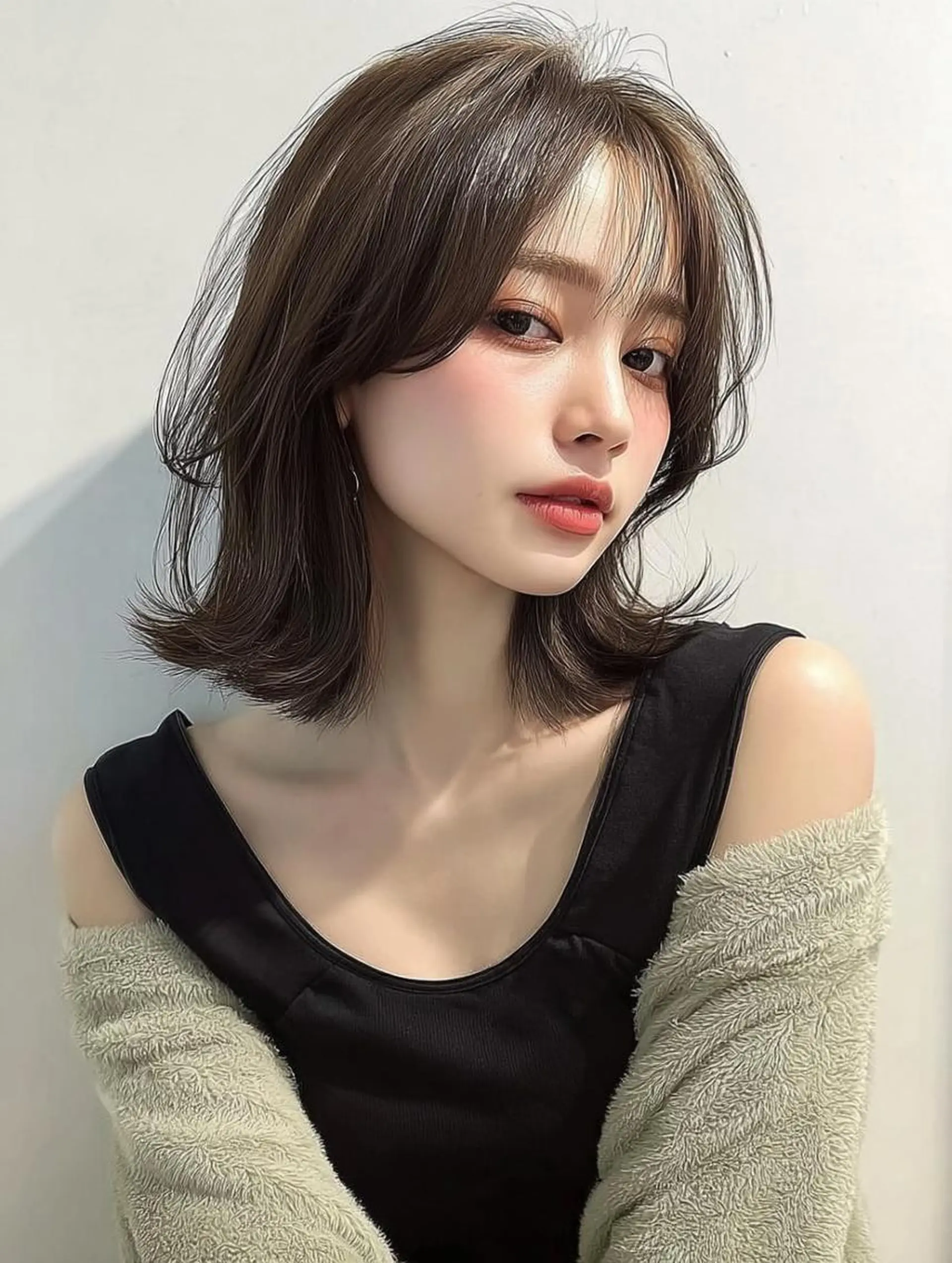 ミディアム カット ヘアカラー トリートメント 青木 りおのヘアスタイル