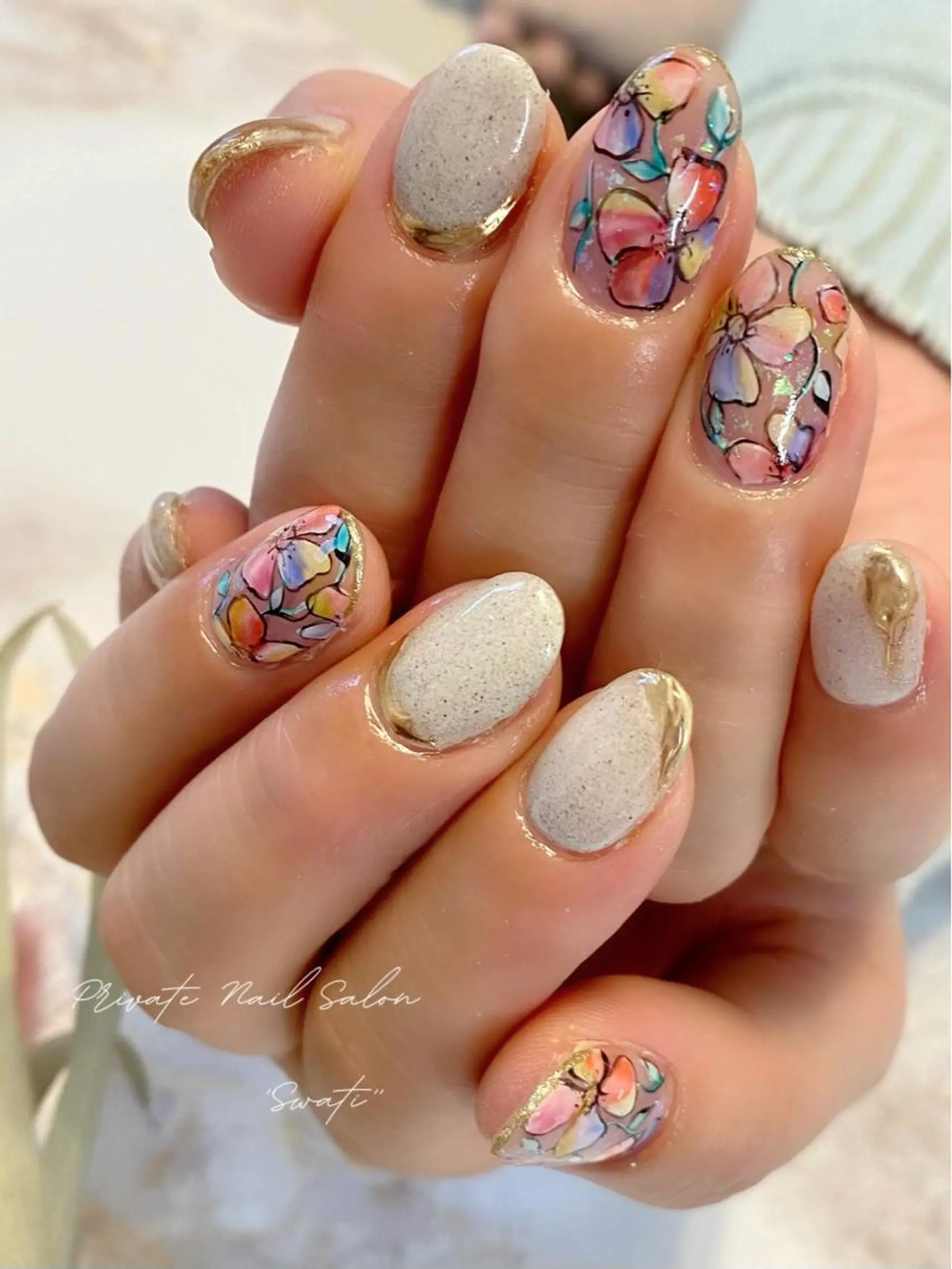 ネイル アートネイル フラワーネイル オフィスネイル 春ネイル yuko (ネイリスト)のネイルデザイン