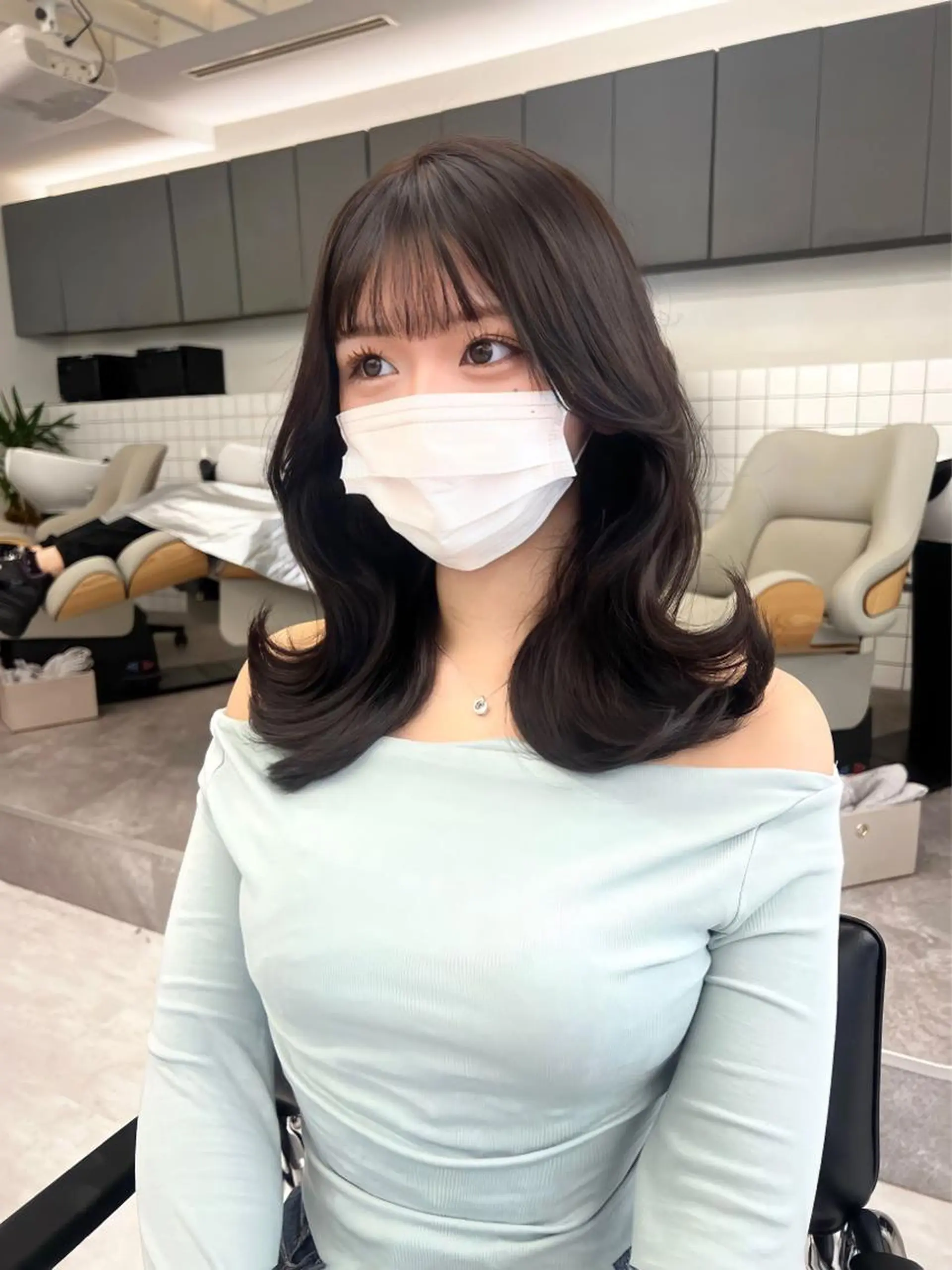 ミディアム 韓国ヘア♡ 顔まわりカットayaのヘアスタイル