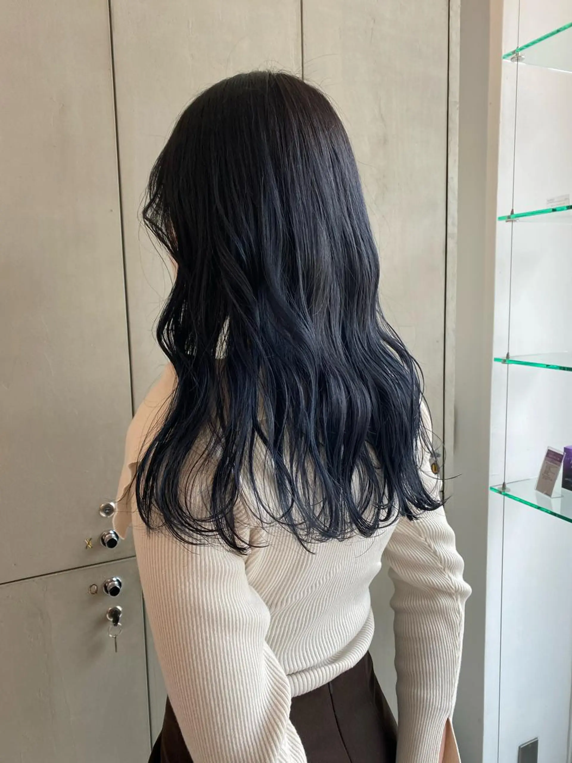 ロング カラー 黒髪 ブリーチ ブルーカラー ブルーブラック ヘアカラー ｱｵﾇﾏﾐﾕ☁️ /ボブ/ハイトーン/のヘアスタイル