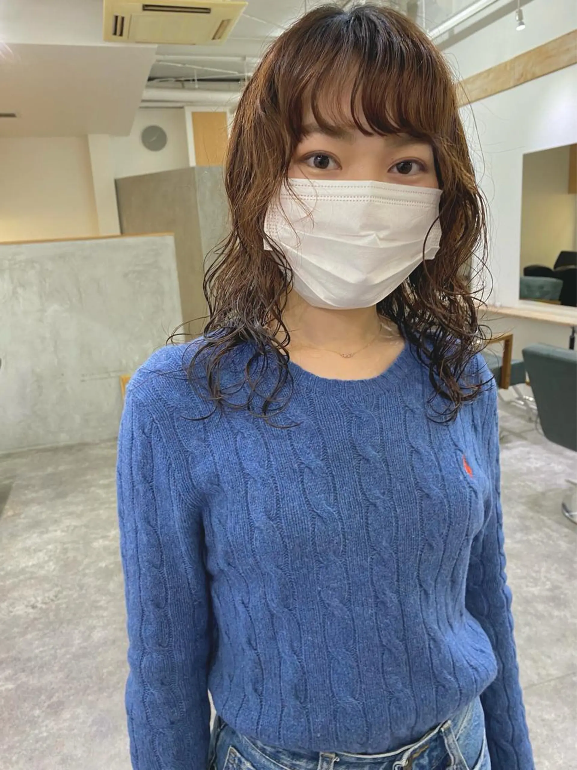 ミディアム パーマ ミディアムパーマ ニュアンスパーマ 森貴裕/ベージュ/ パーマ/オリーブのヘアスタイル