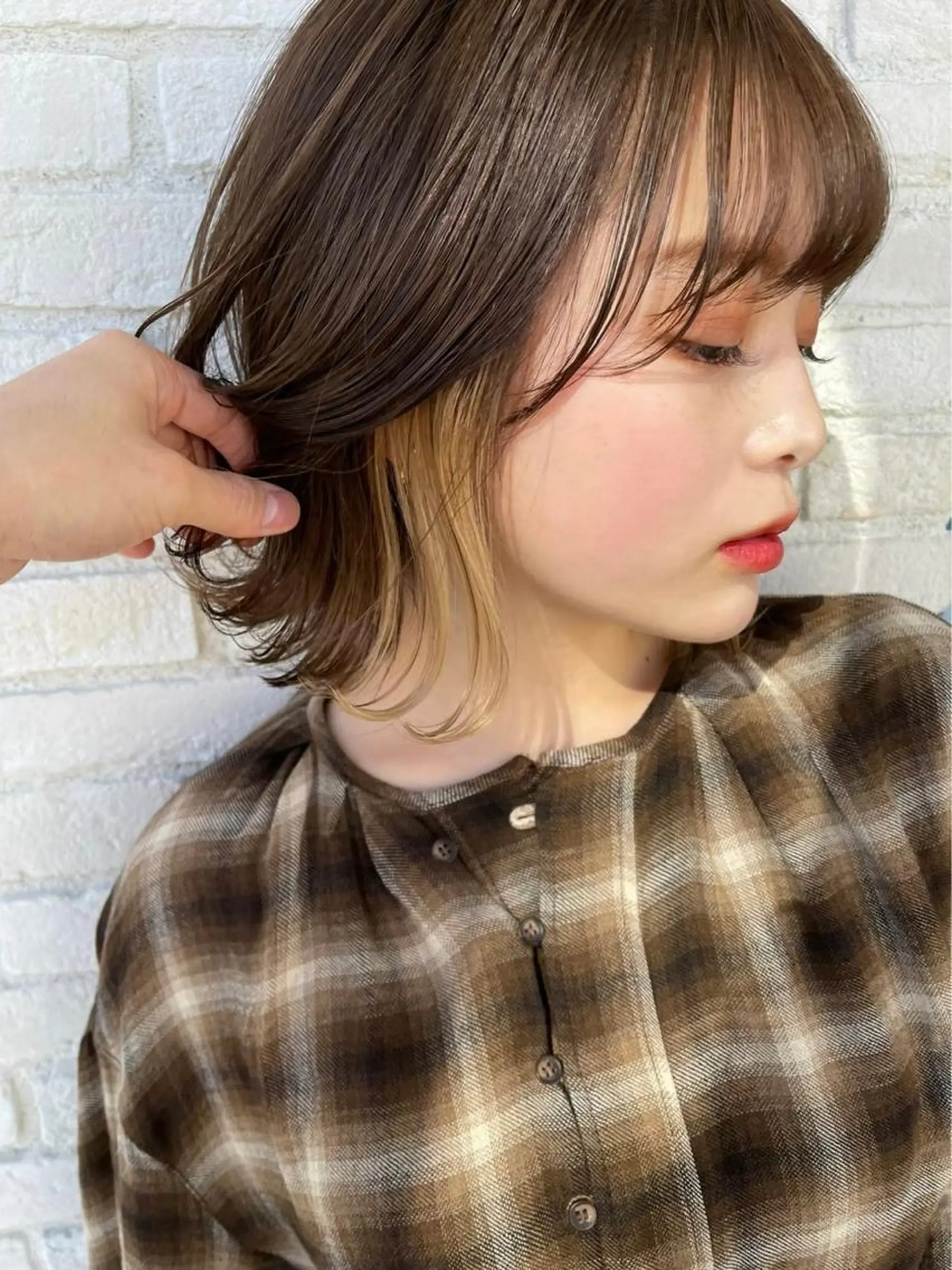 ミディアム カラー ヘアアレンジ バレイヤージュ ブリーチ ケアブリーチ デザインカラー ダブルカラー 髪質改善【縮毛矯正】 北千住 田邉 澪のヘアスタイル