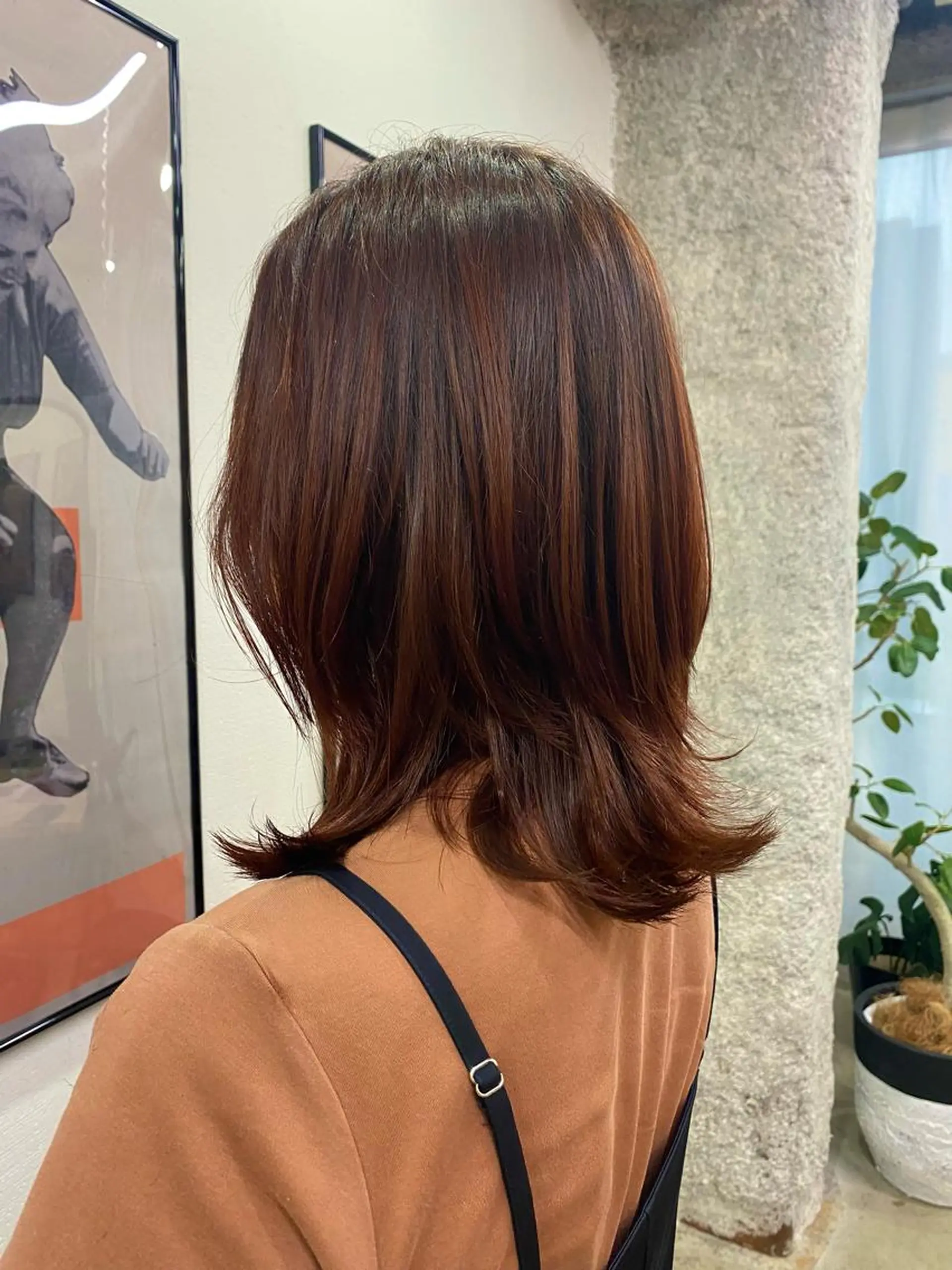 ミディアム カラー オレンジ オレンジレッド レッドカラー 暖色カラー/天神/ ヘイマサクラのヘアスタイル