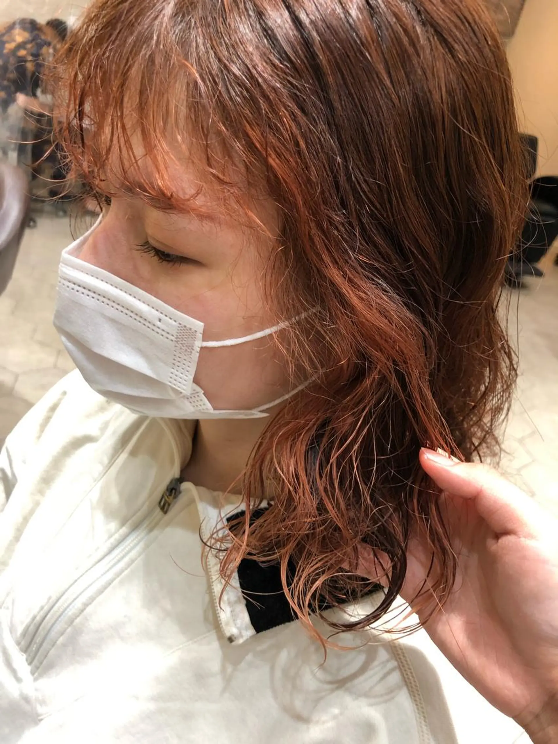 カラー オレンジ 美髪矯正/渡辺 りんのヘアスタイル