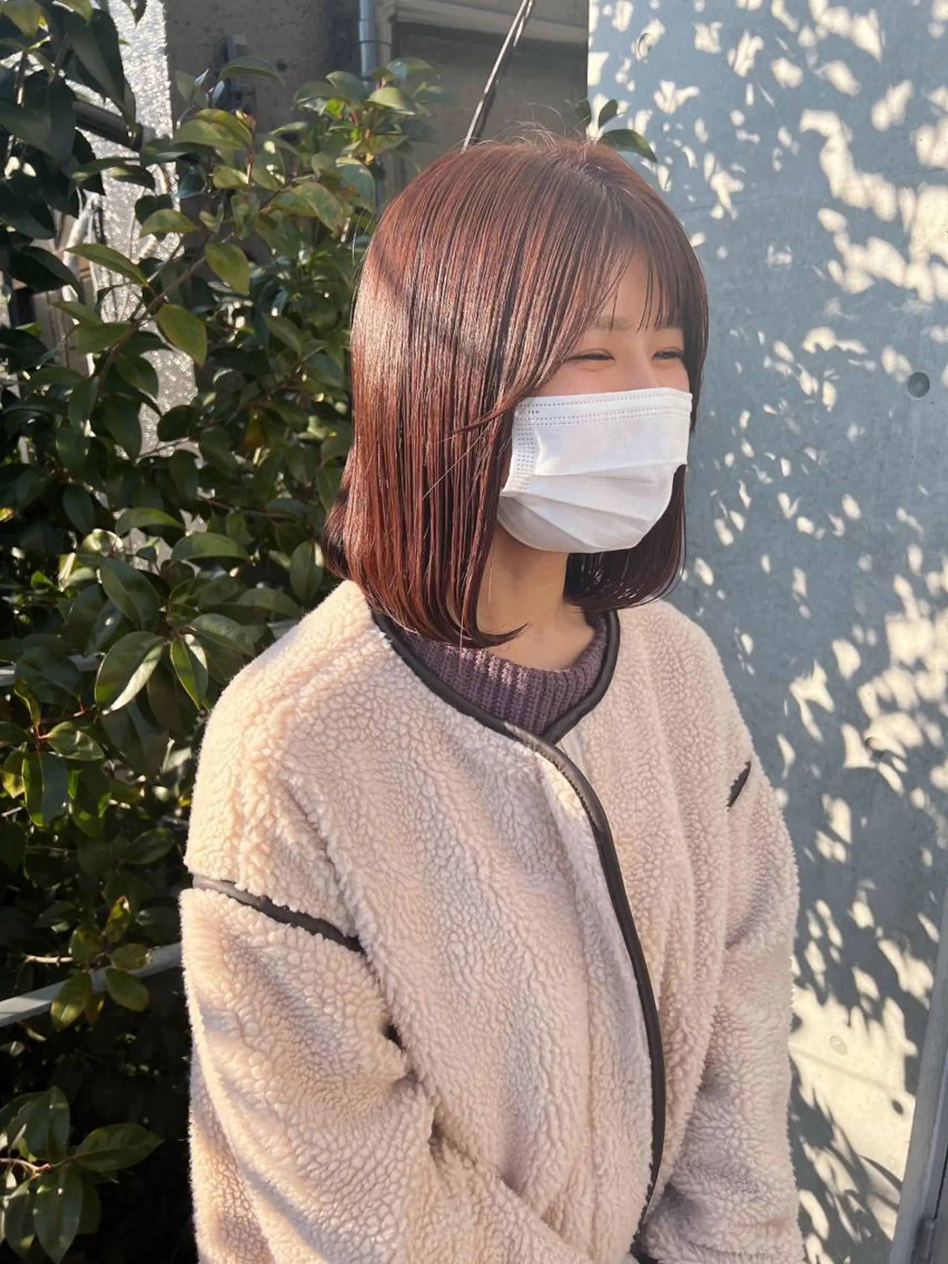 ミディアム カラー ヘアアレンジ ブラウンカラー ピンクカラー ピンクブラウン ボブ 顔周りカット カット ヘアカラー トリートメント 誰より丁寧なカット/ 小林輝/レイヤーのヘアスタイル