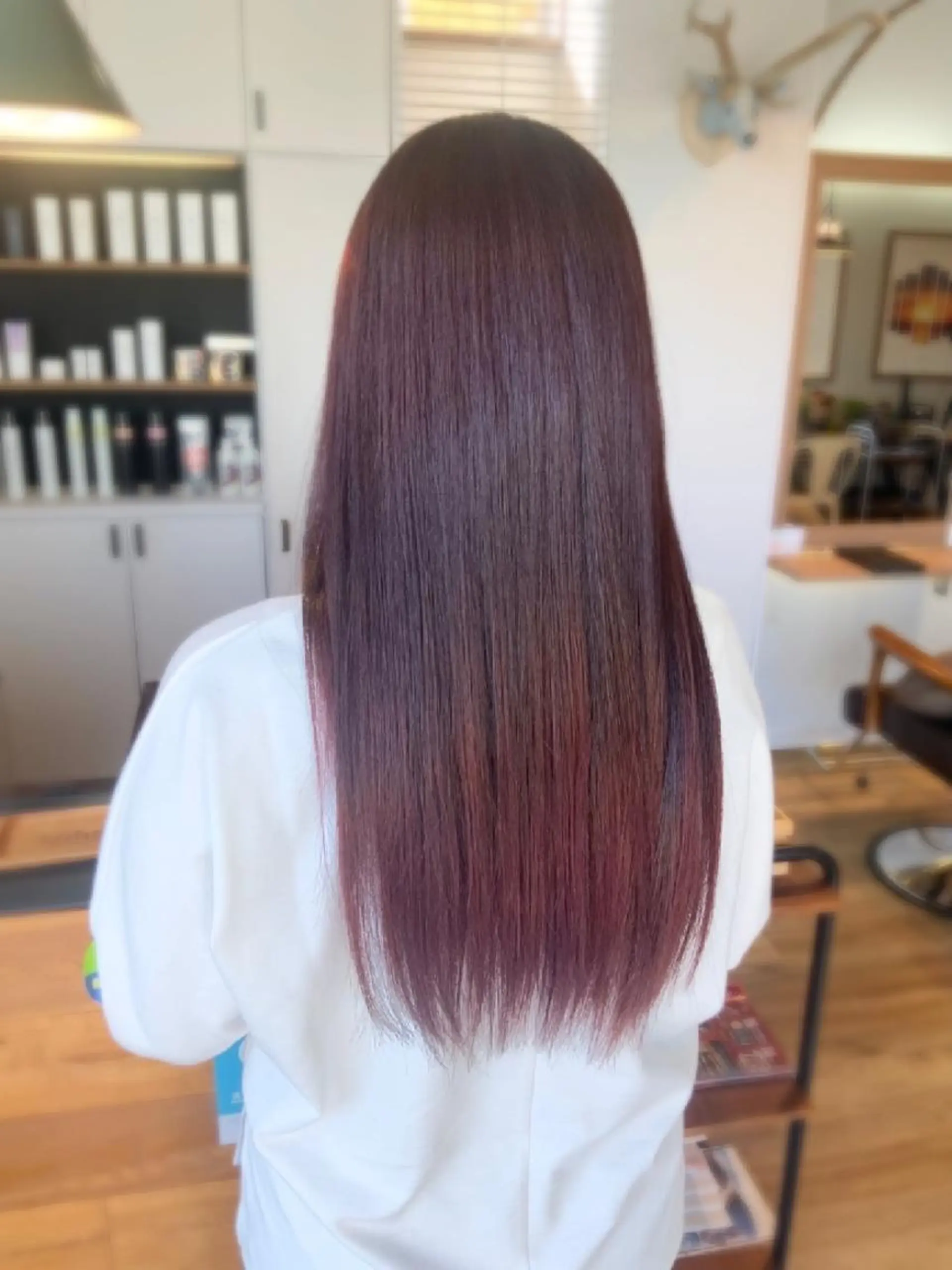 カラー ロング ピンクカラー 堀 望美のヘアスタイル