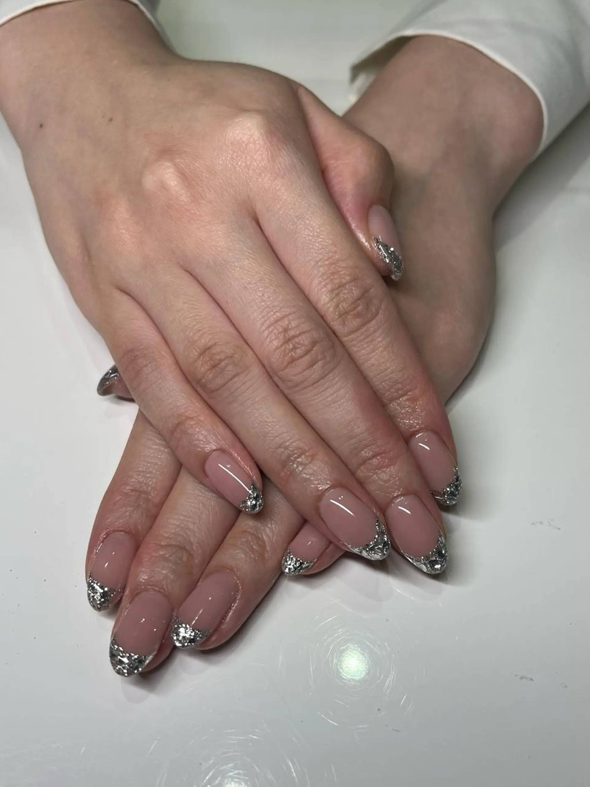 ネイル フレンチネイル ガラスフレンチ Ribbon佐野店 小泉のネイルデザイン