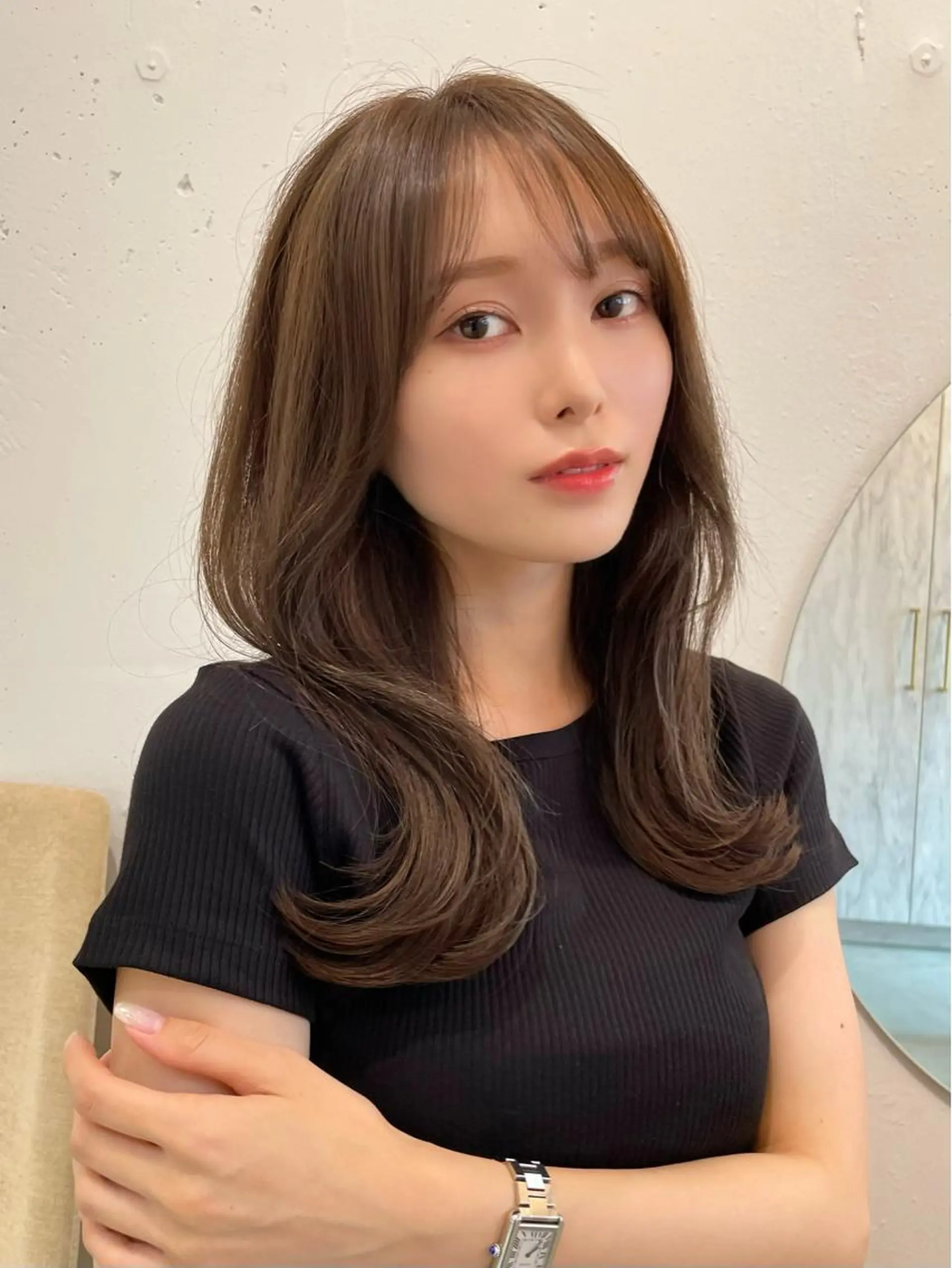 セミロング カラー カット ヘアカラー 韓国ヘア🤍顔周り/ 髪質改善✨/林遼一郎のヘアスタイル