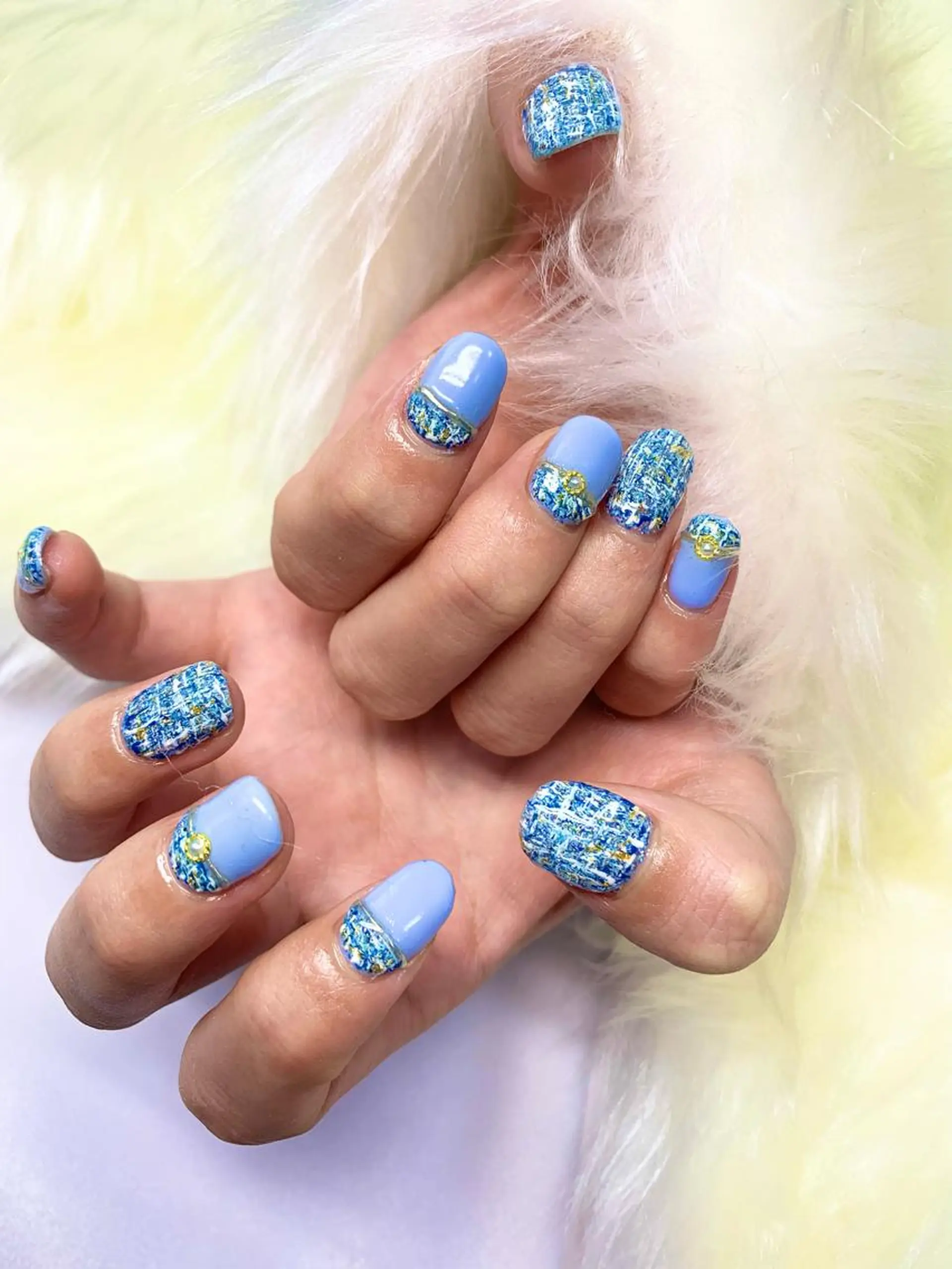 ネイル ブルー ツイードネイル 痩身/脱毛/ネイル HARUKAのエステ・リラクイメージ