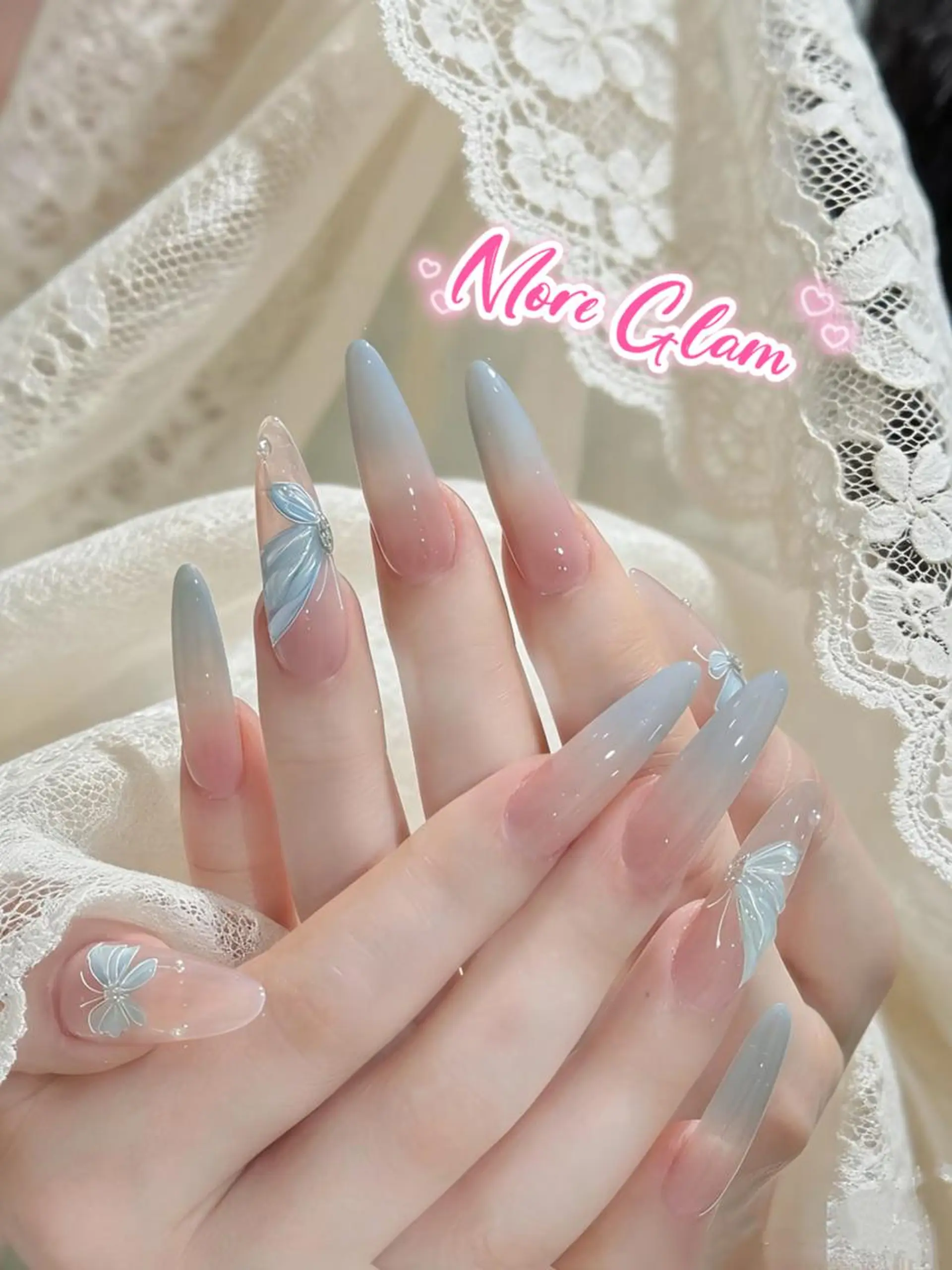 ネイル 長さ出し フットネイル フレンチネイル ジェルネイル ガラスフレンチ MoreGlam Nailsのネイルデザイン
