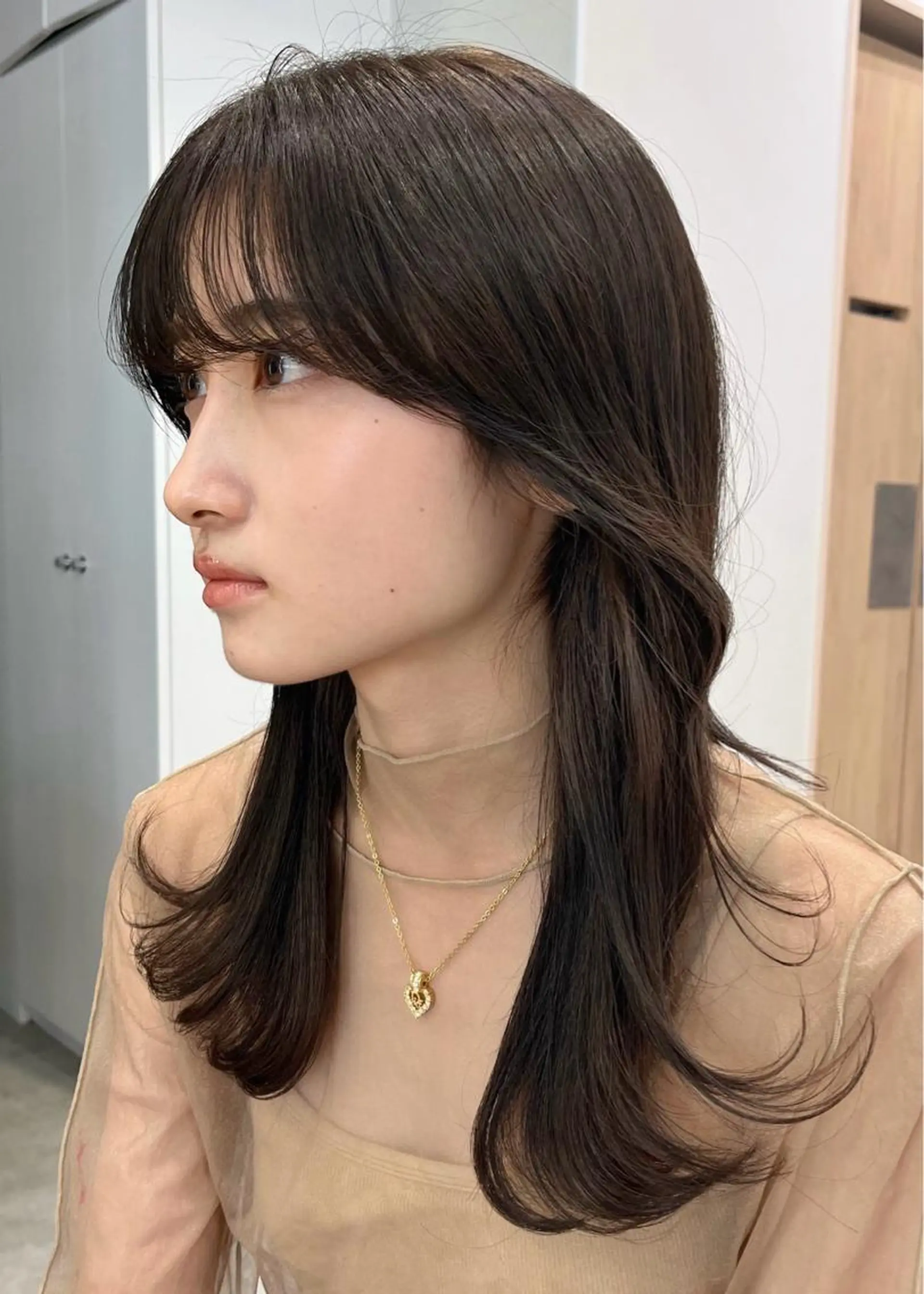 セミロング くびれヘア 韓国ヘア／レイヤー/ 🤍ayumuのヘアスタイル
