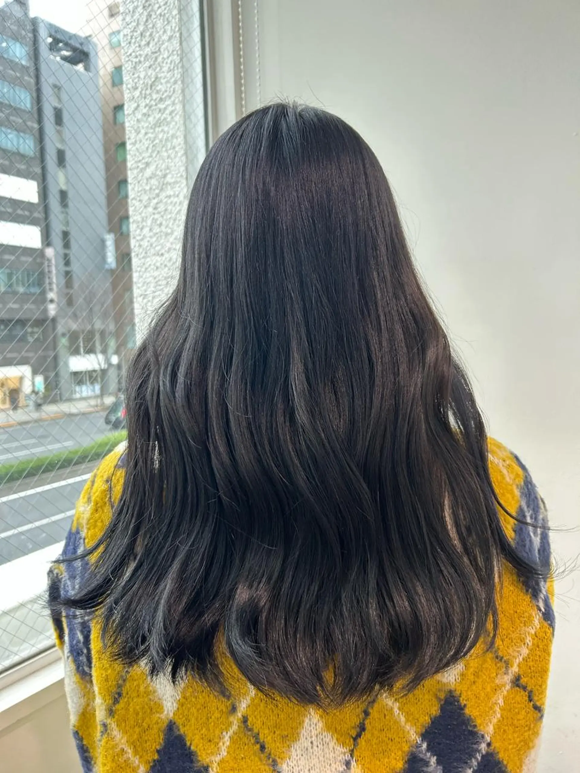 ロング カラー 黒髪 ブリーチ ブルーカラー ブルーブラック ハイトーンカラー 愛結 暖色カラー🎀🩰のヘアスタイル