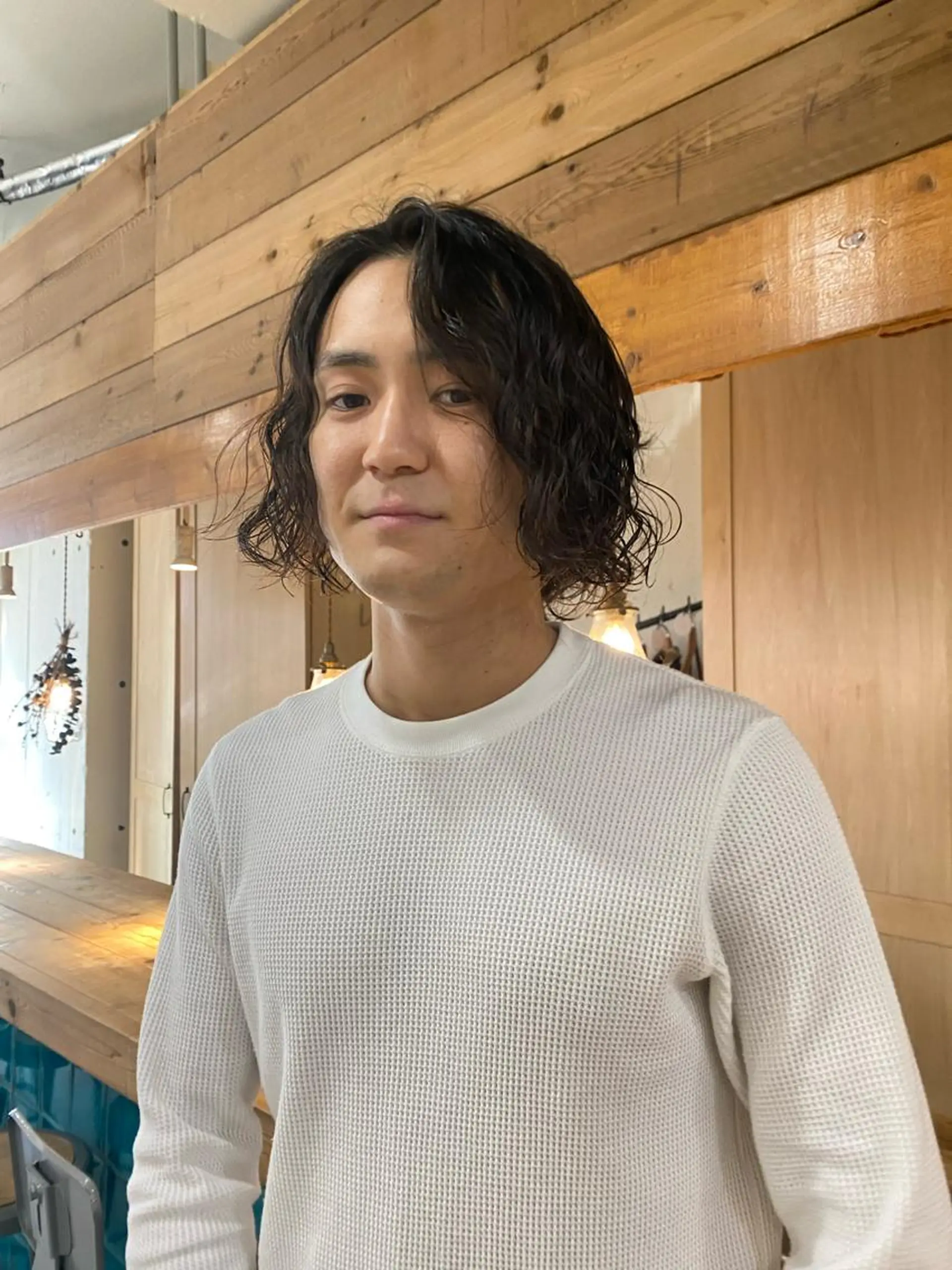 ミディアム パーマ メンズ 竹内 柚子のヘアスタイル