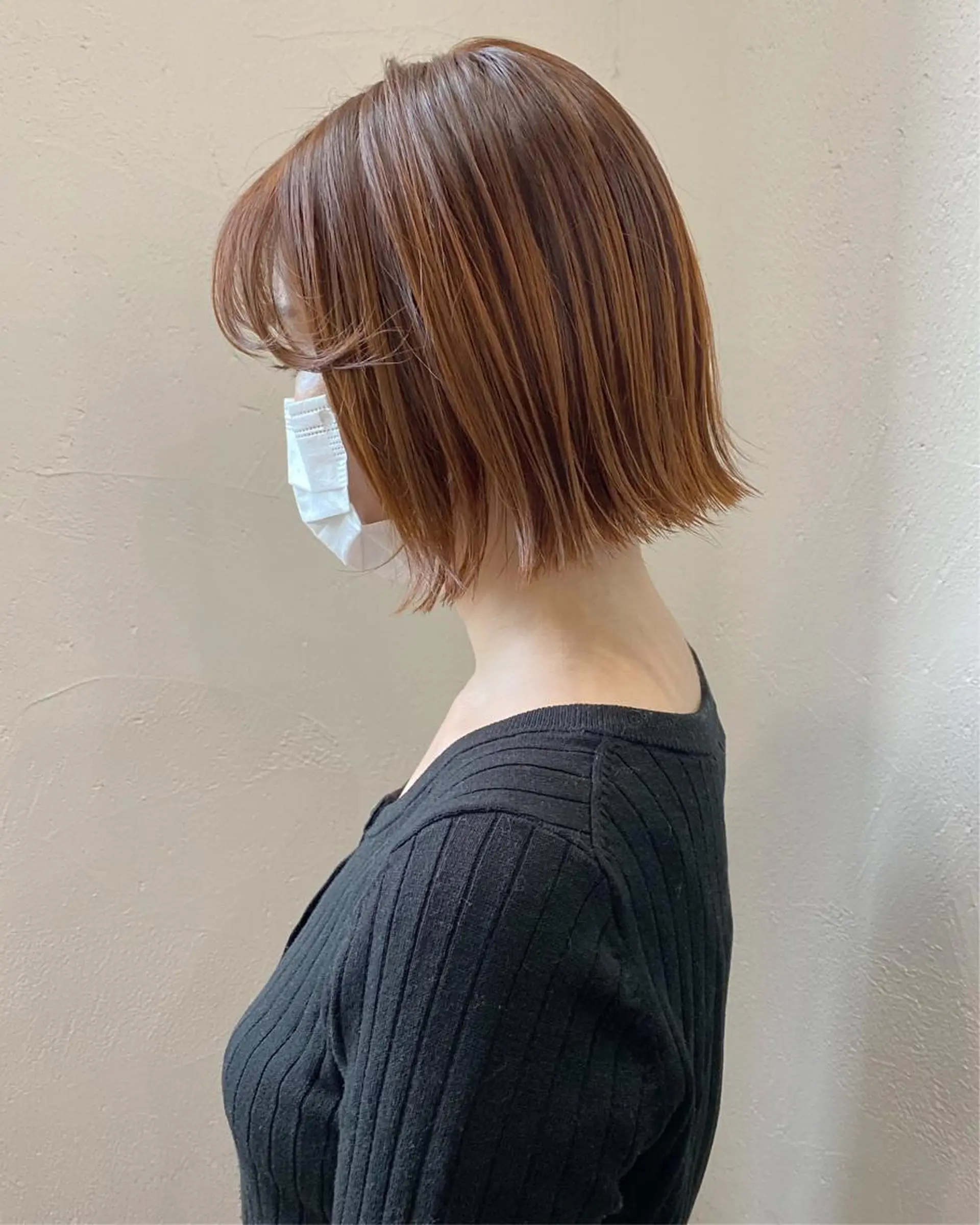 ショート 切りっぱなしボブ オレンジブラウン ボブ 榎園 由美のヘアスタイル
