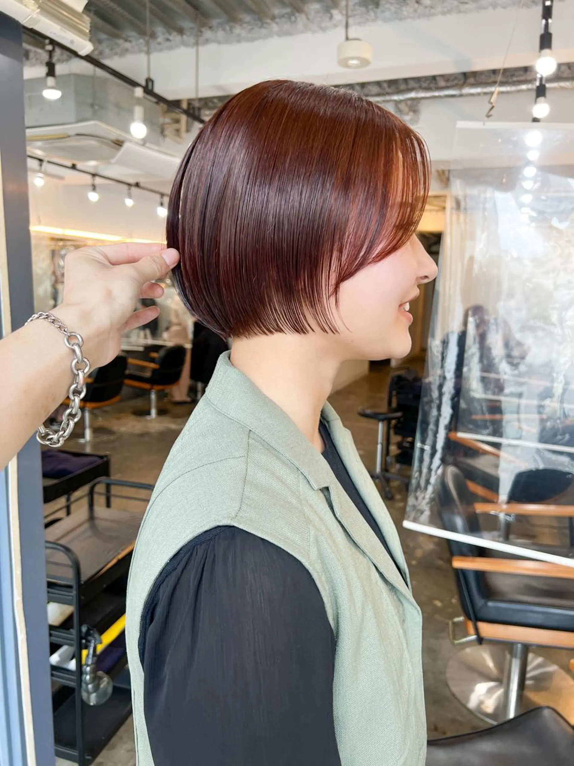 ショート カラー ショートボブ ブラウンカラー オレンジ オレンジブラウン ボブ レイヤーカット/ 火ノ見🪡のヘアスタイル