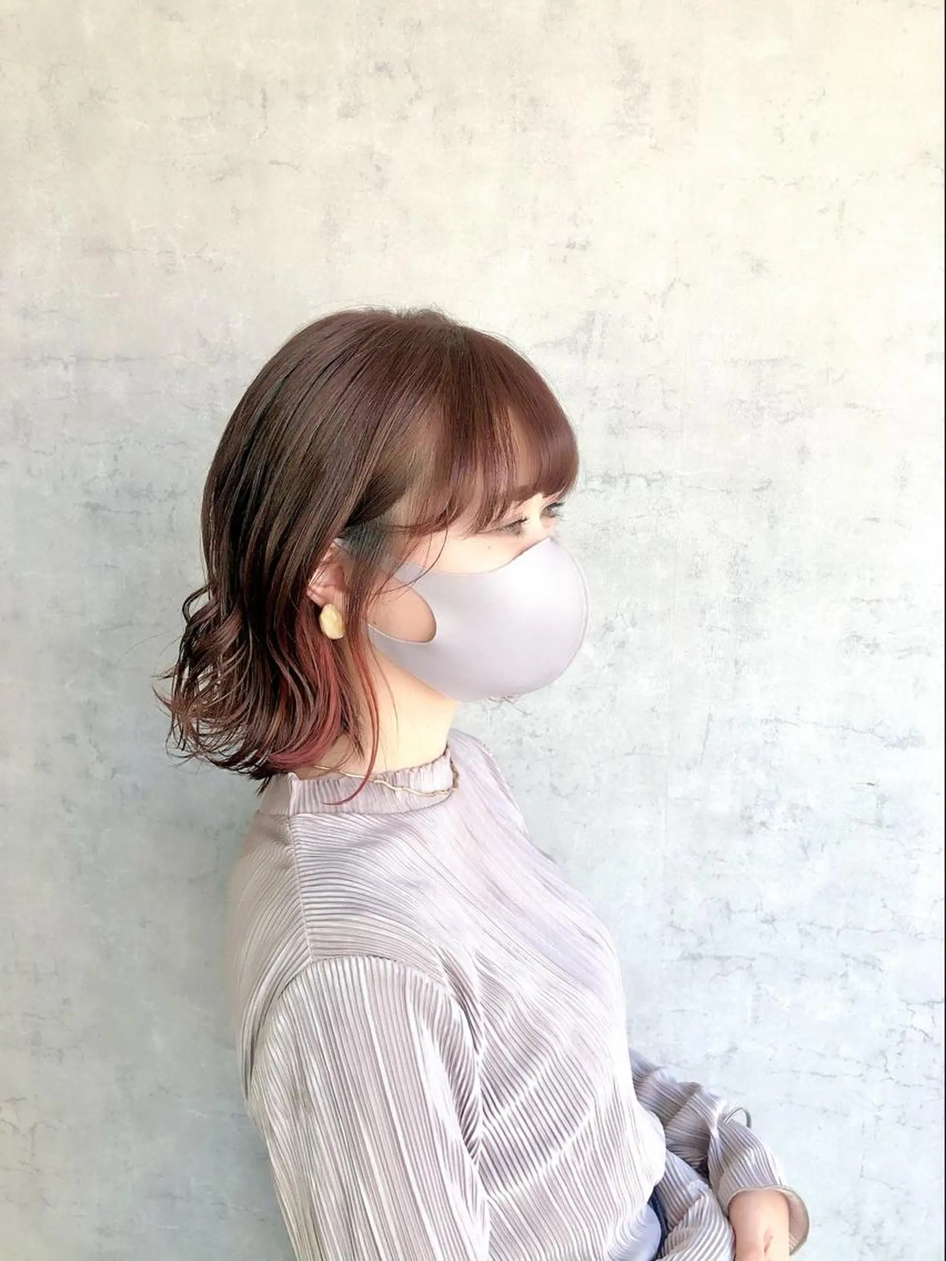 ミディアム カラー パーマ ヘアアレンジ ネイル マツエク・マツパ アディクシーカラー バレイヤージュ ミストバング ベージュカラー ブリーチ エビスザキレン／メン ズ／心斎橋🌳のヘアスタイル