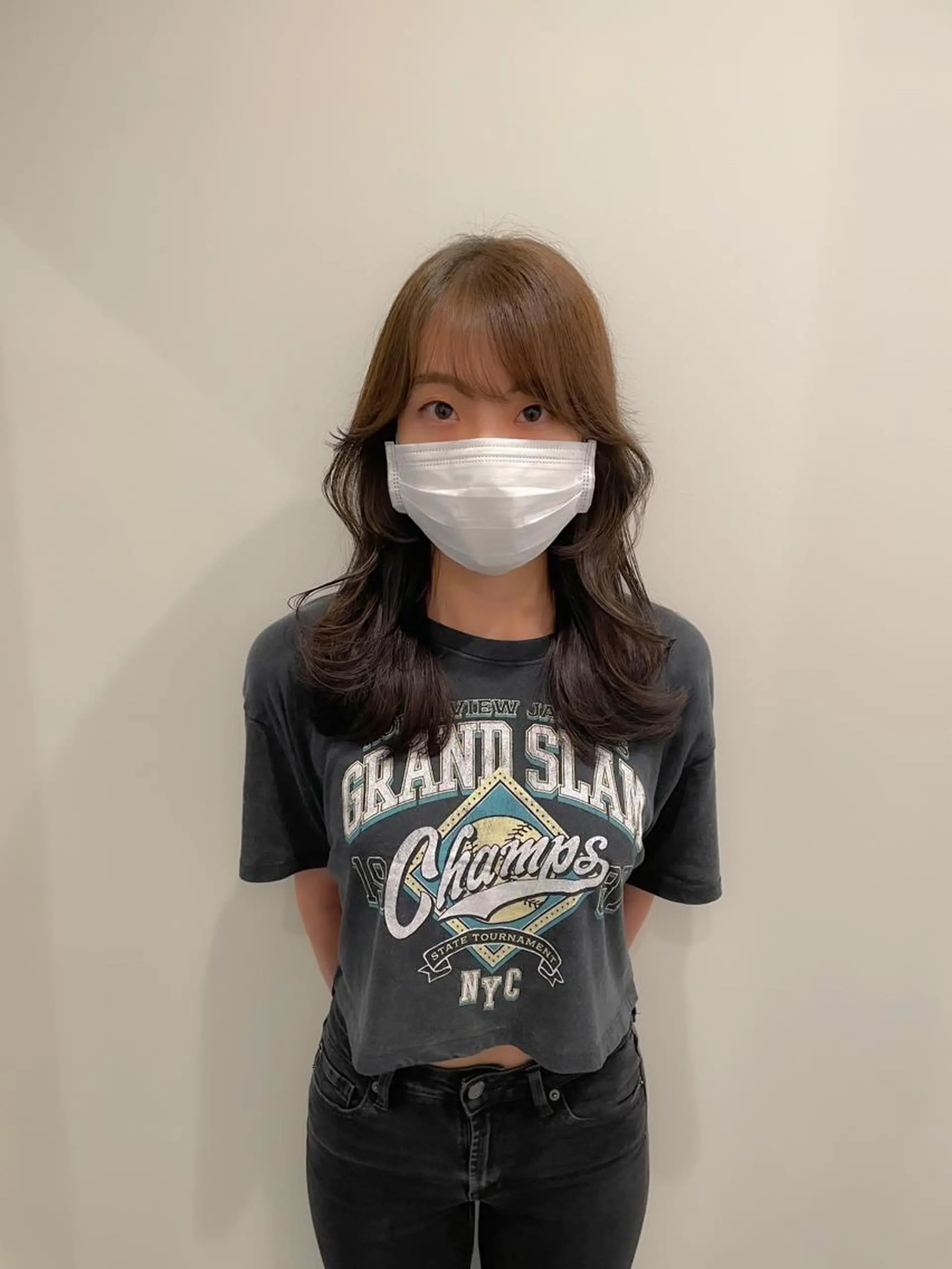 セミロング カット ヘアカラー トリートメント 🌹ハッシュカット、 レイヤー韓国ヘア🌹のヘアスタイル