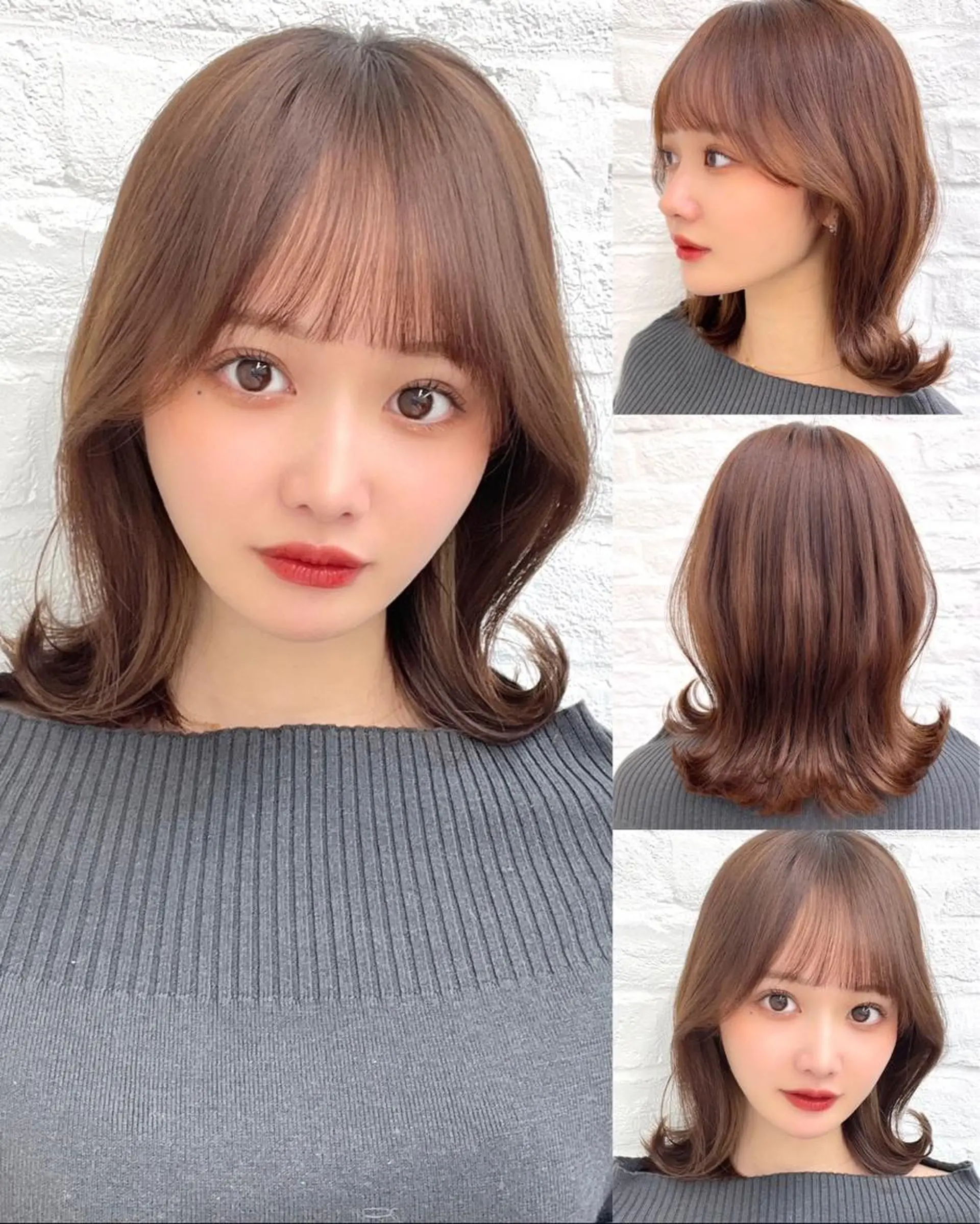 ミディアム カラー ヘアアレンジ イヤリングカラー インナーカラー くびれヘア 顔周りカット 韓国風ヘア 日本一の小顔カット/ ボブ/顔周り/韓国のヘアスタイル