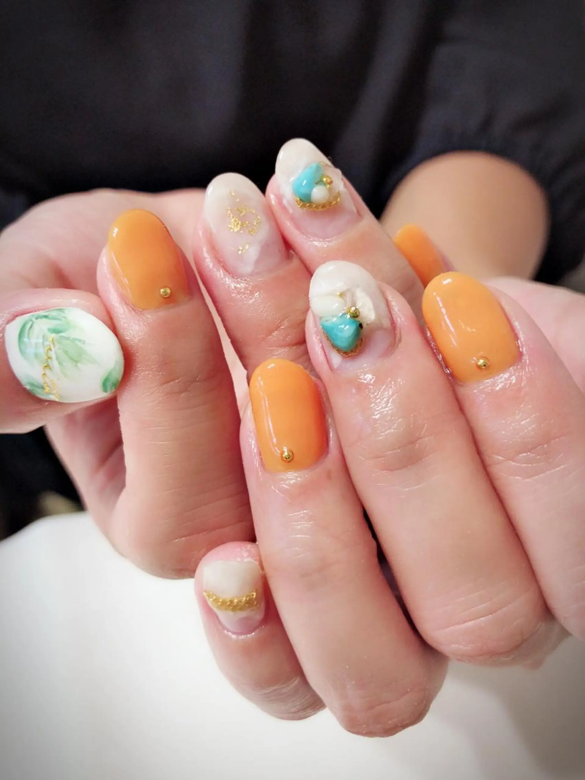 ネイル オレンジ ハンドネイル * haruのネイルデザイン