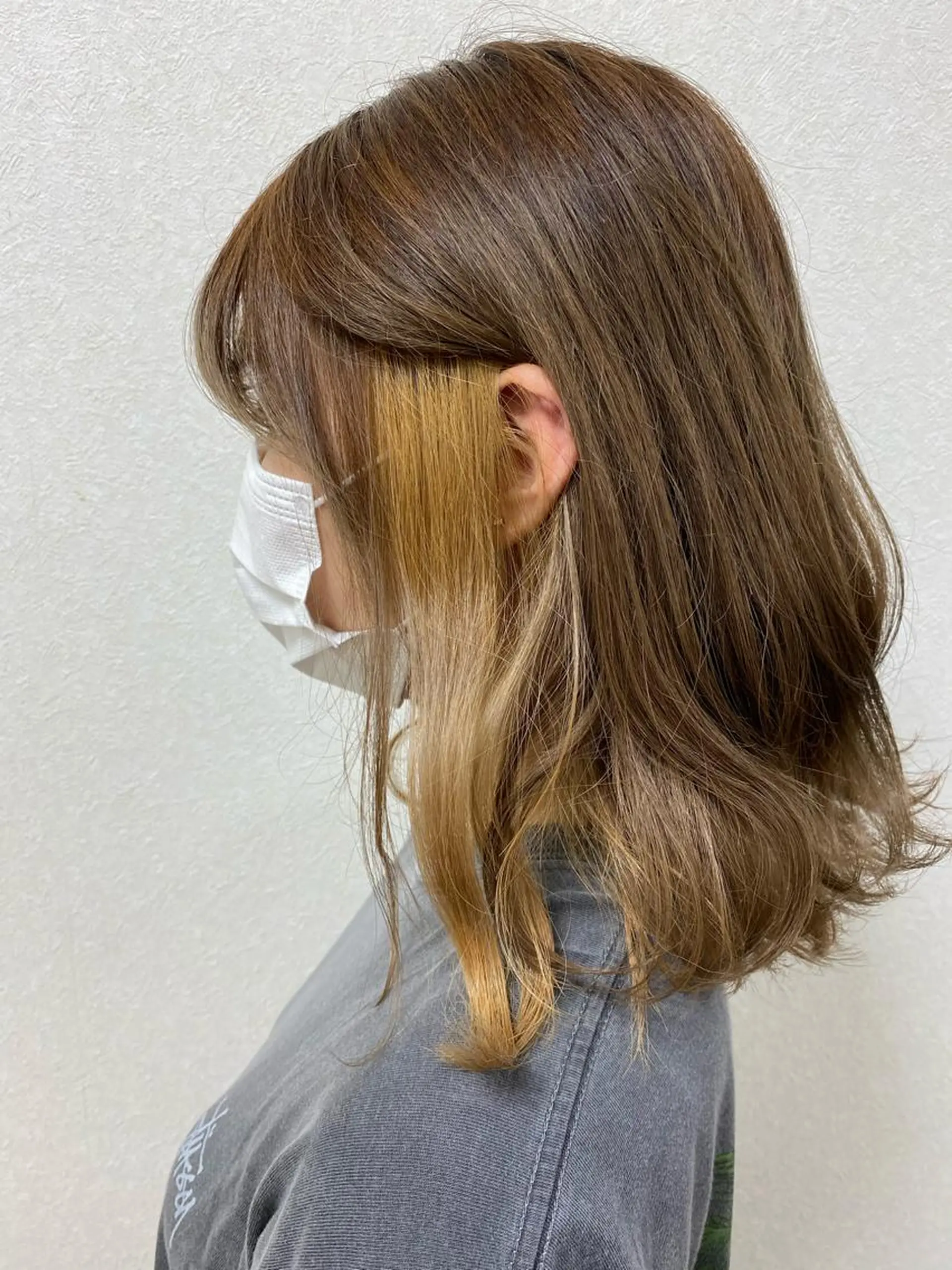 セミロング カラー ベージュカラー ハイトーンカラー ハイトーンベージュ ボブ/髪質改善/ レイヤー/池澤慎人のヘアスタイル