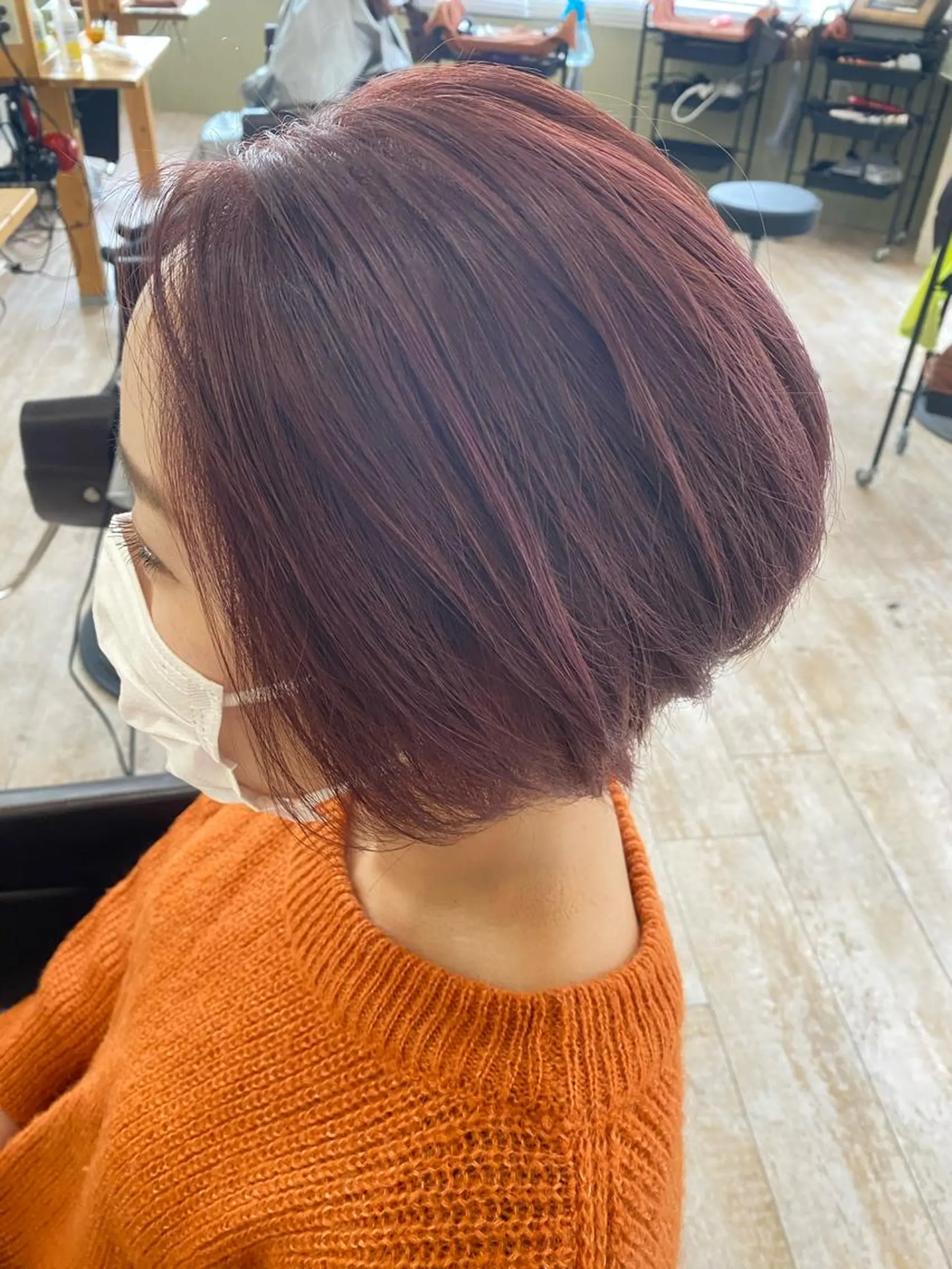 ショート カラー ハイライトカラー ピンクカラー ピンクパープル パープルカラー ハイライト ヘアカラー トリートメント Agu  清尾 浩昭のヘアスタイル