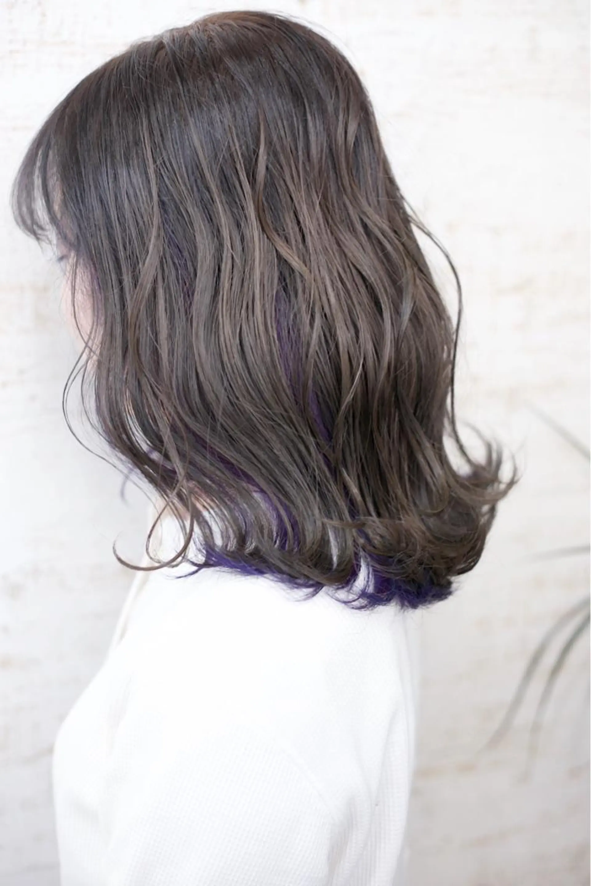 セミロング カラー 透明感カラー グレージュ インナーカラー バイオレットカラー ケアブリーチ /髪質 改善/古橋圭史郎のヘアスタイル
