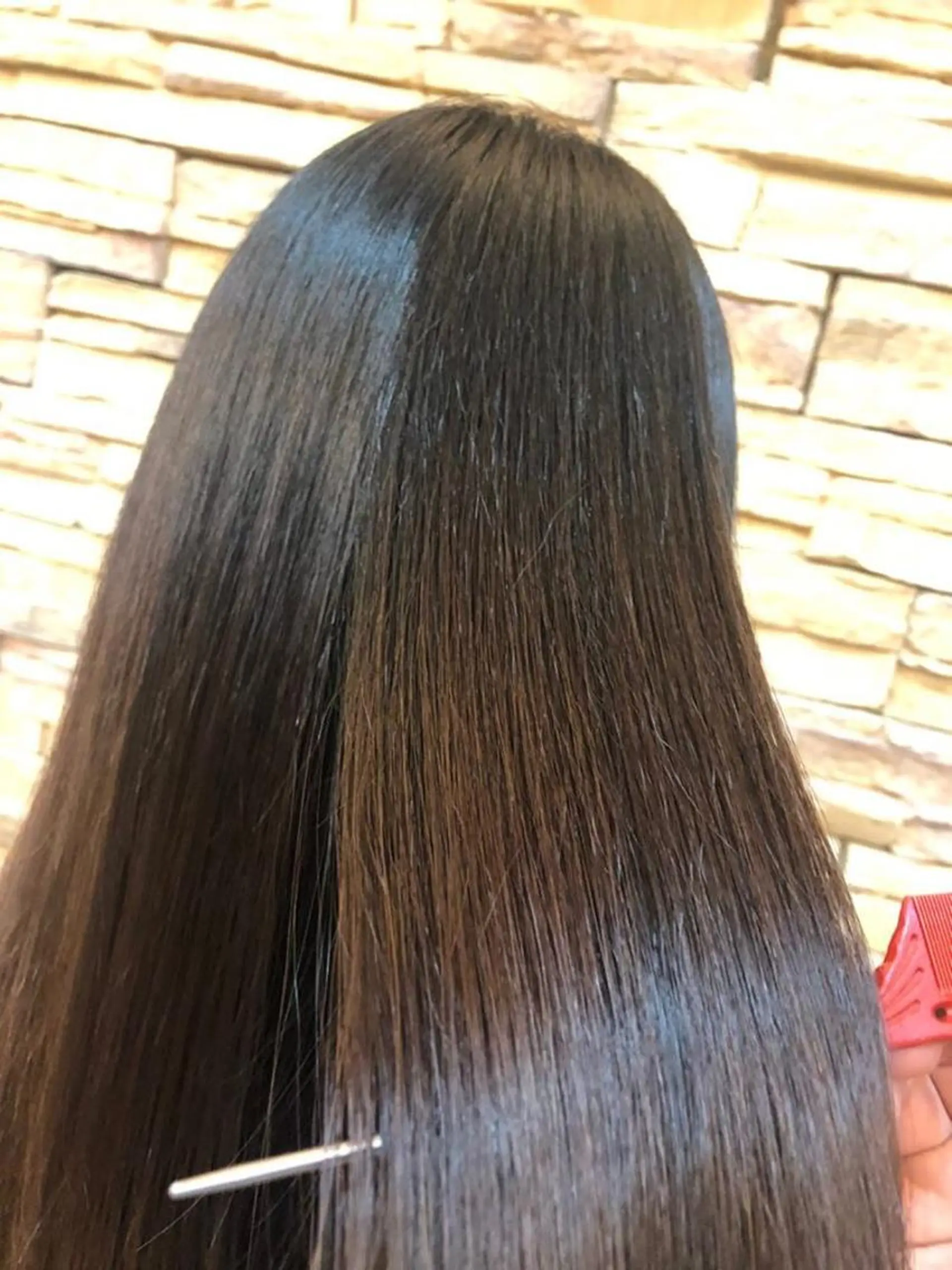 セミロング 福岡縮毛矯正✨️ ストレート 向井和輝のヘアスタイル