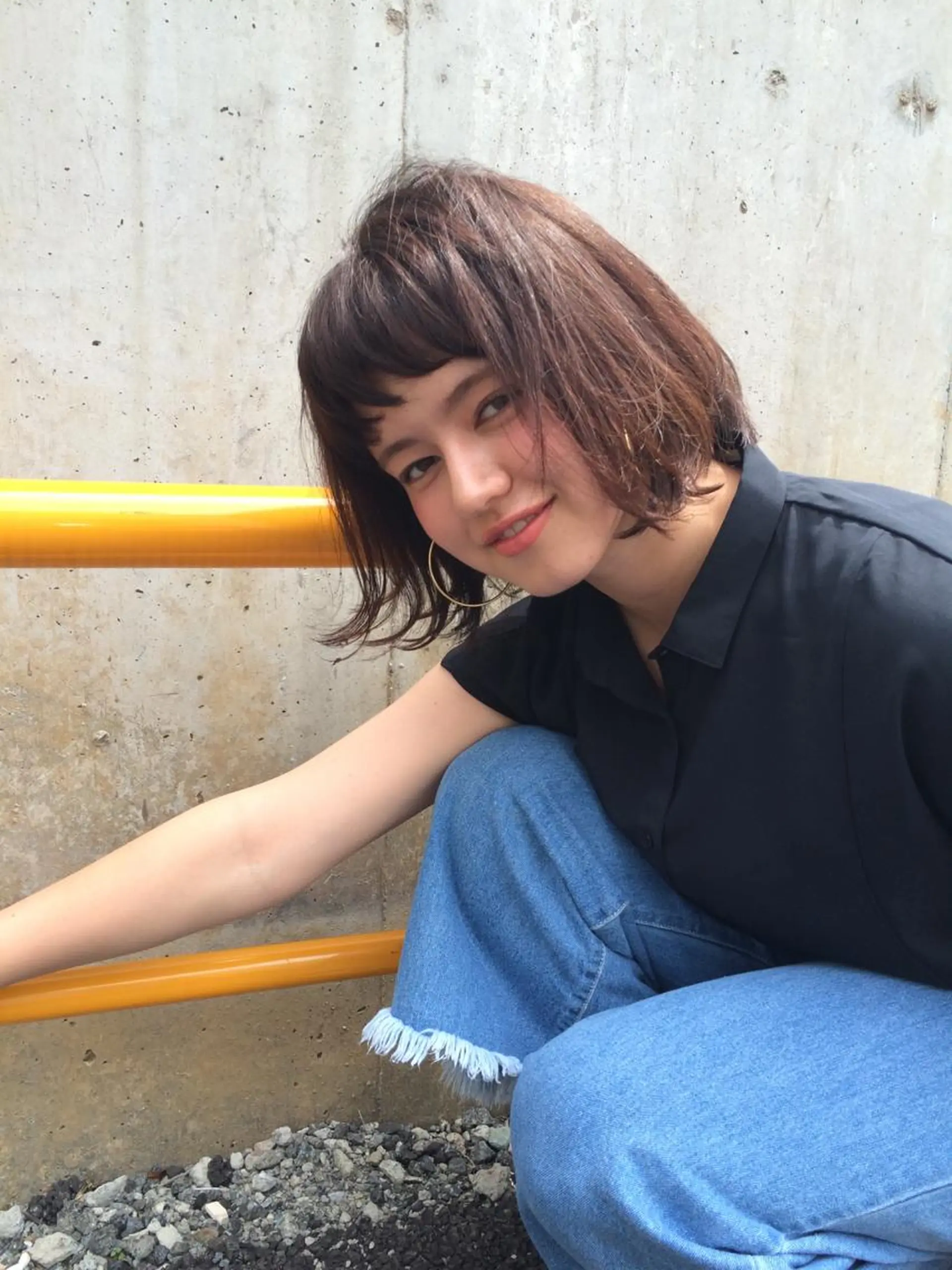 ショート ミディアム カラー パーマ 内藤 達也のヘアスタイル