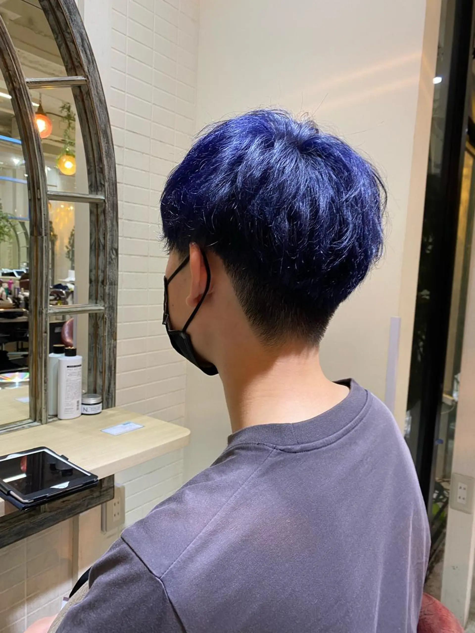 ショート カラー メンズ メンズブリーチ ブリーチ ネイビーカラー ♡ヘアアレンジ♡ naraのヘアスタイル