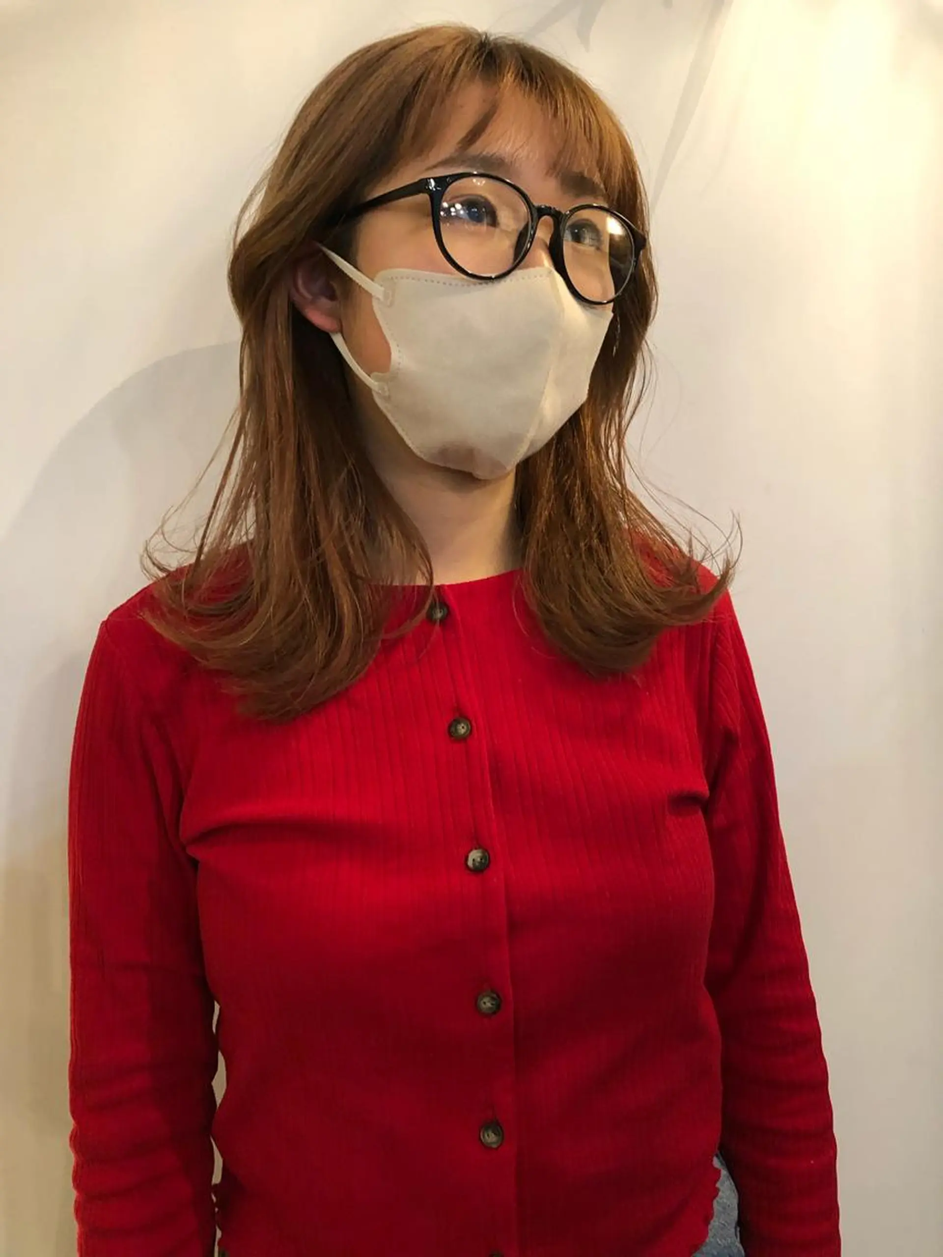 セミロング 韓国風ヘア hono/ボブ/ ハイトーン/ベージュのヘアスタイル