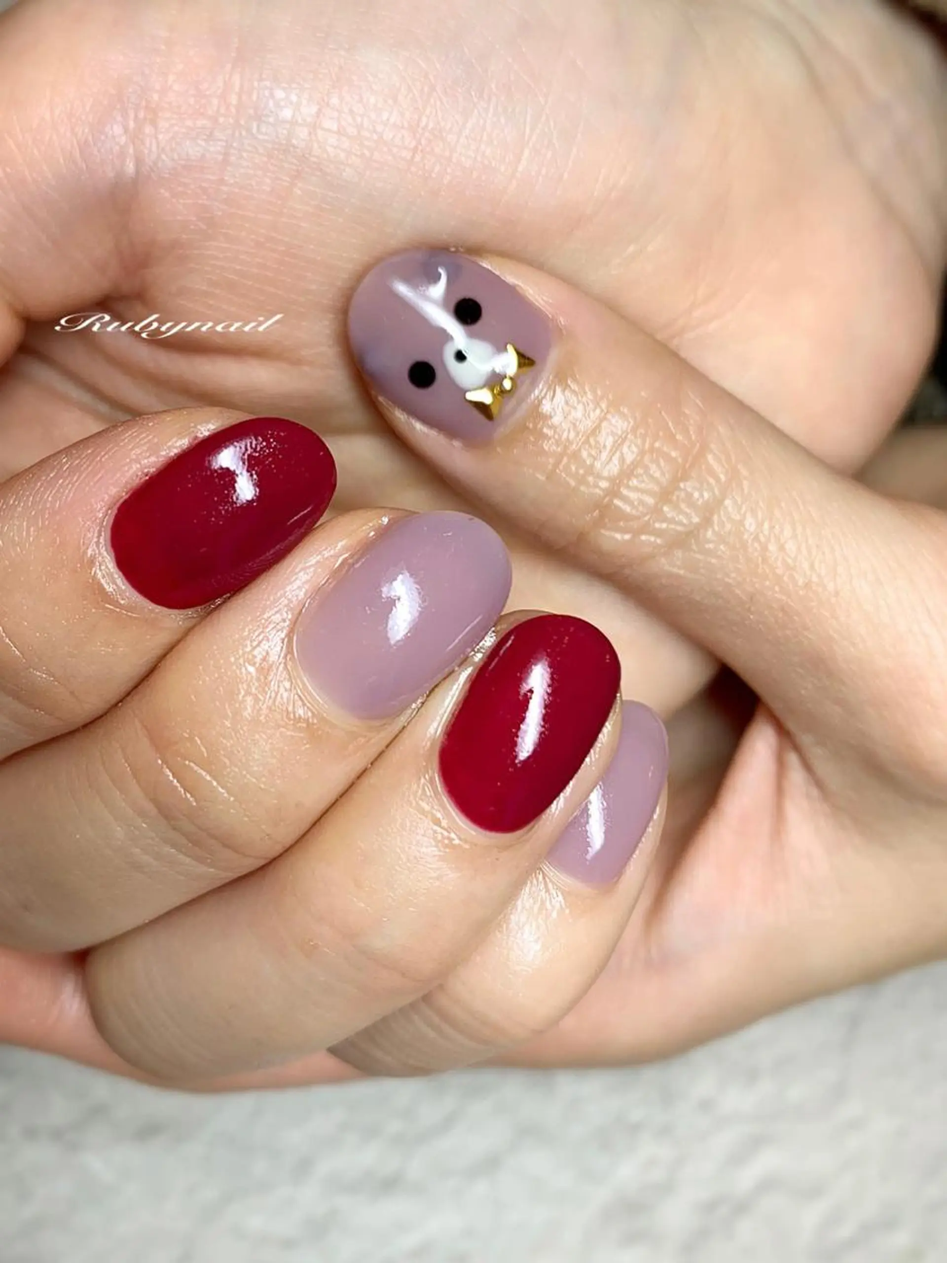 ショート ネイル アニマル柄 プライベートサロン Rubynailのネイルデザイン