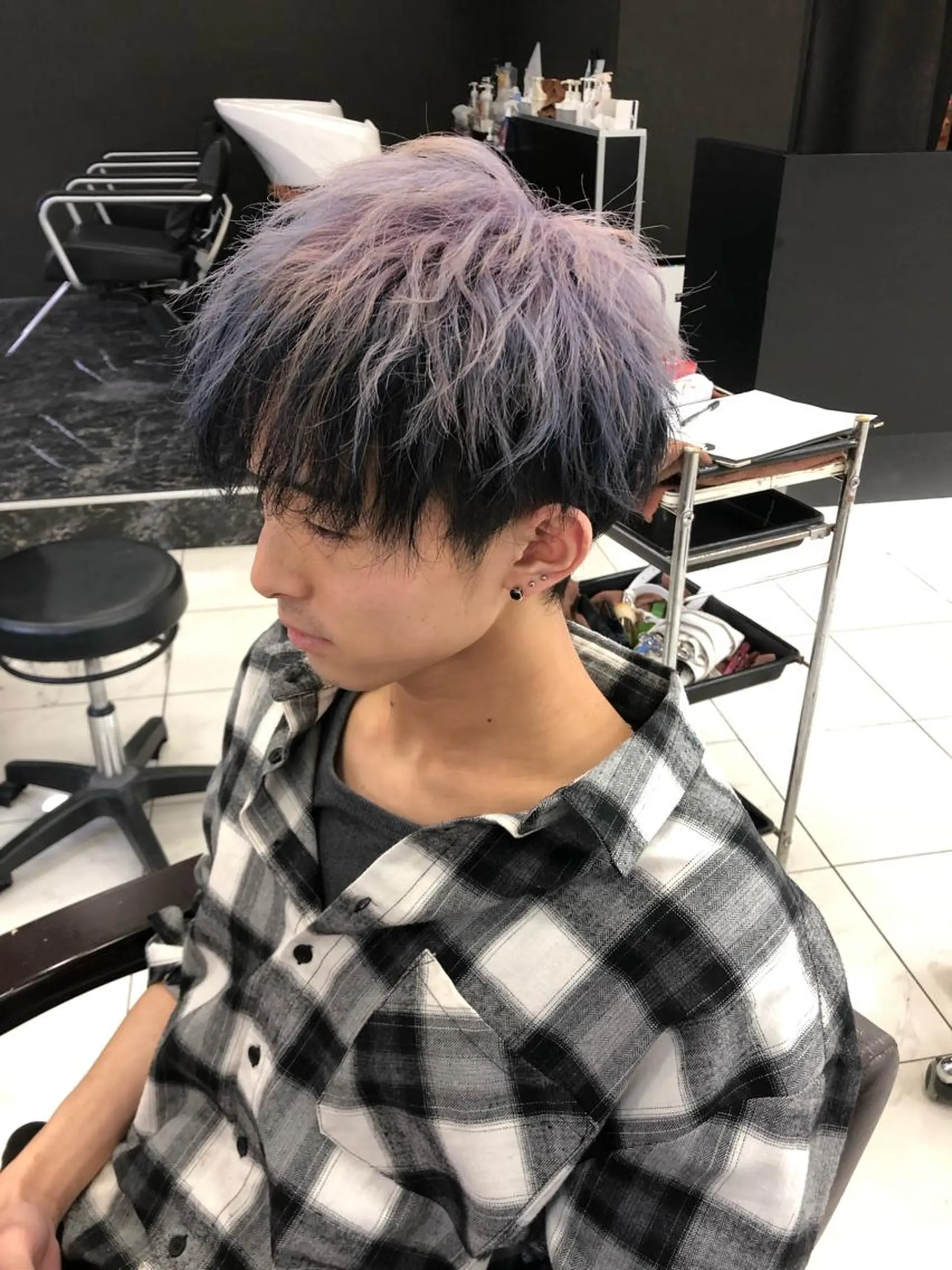 ショート カラー メンズ ツートーンカラー レイヤーカット 艶髪/西尾 幸樹のヘアスタイル