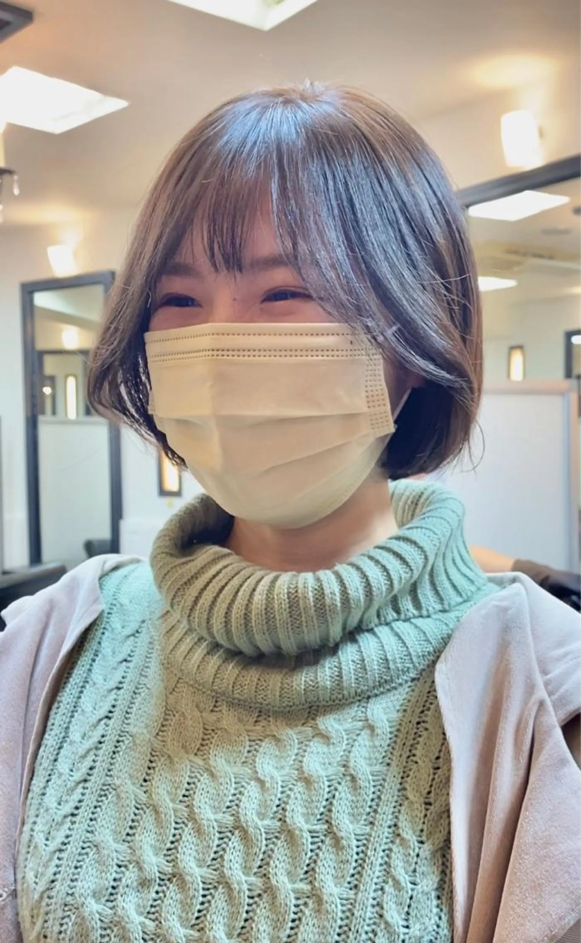 ショート カラー ベージュカラー ピンクカラー ピンクベージュ ボブ タンバルモリ カット ヘアカラー トリートメント ボブ/縮毛矯正/ レイヤー/塚田のヘアスタイル