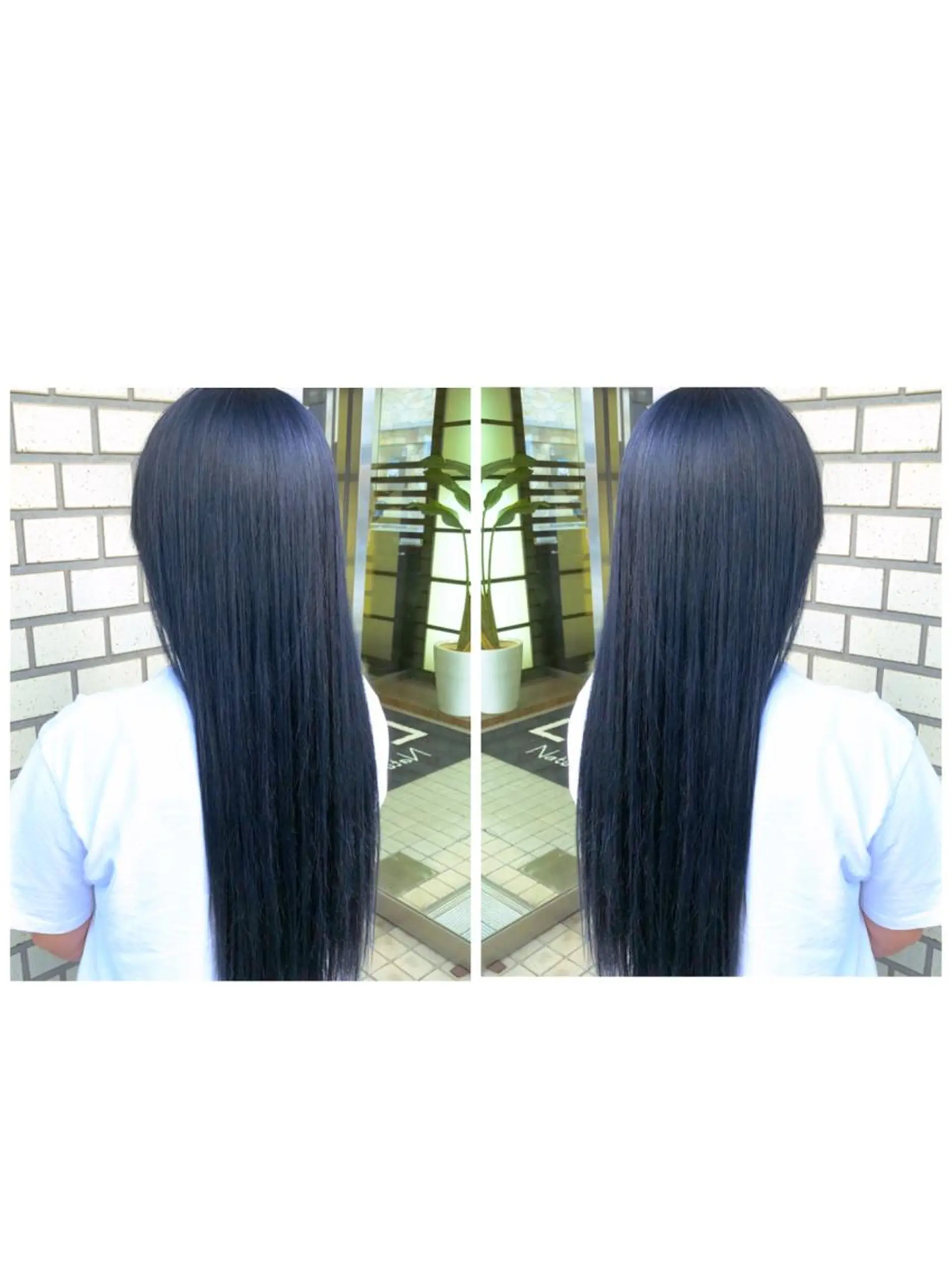 ロング カラー 黒髪 ブリーチ ブルーカラー ブルーブラック ネイビーカラー ヘアカラー トリートメント ブリーチ/髪質改善 🍊MASAKiのヘアスタイル