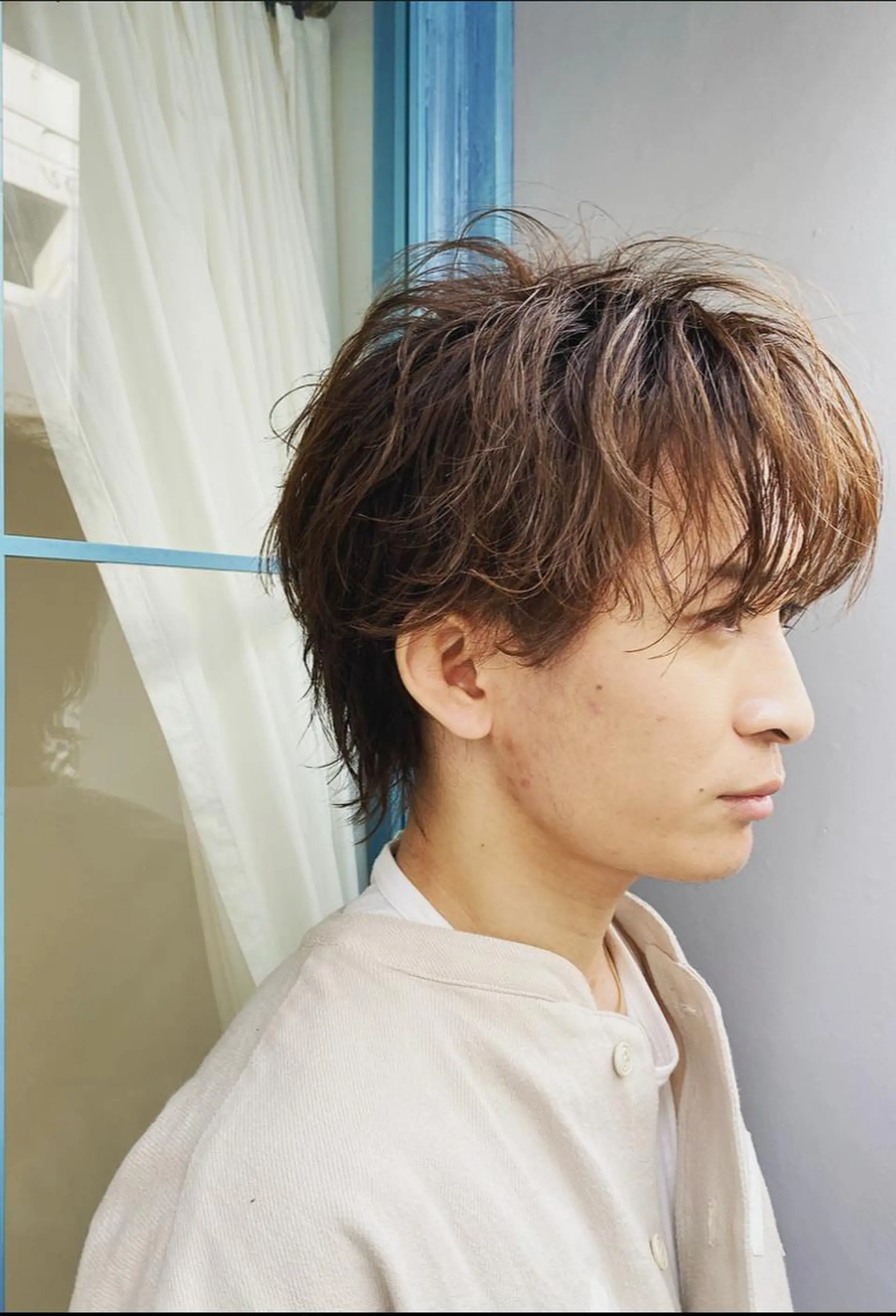 ミディアム パーマ メンズ カット ヘアカラー ヘッドスパ メンズ特化🔥木下 晃徳のヘアスタイル